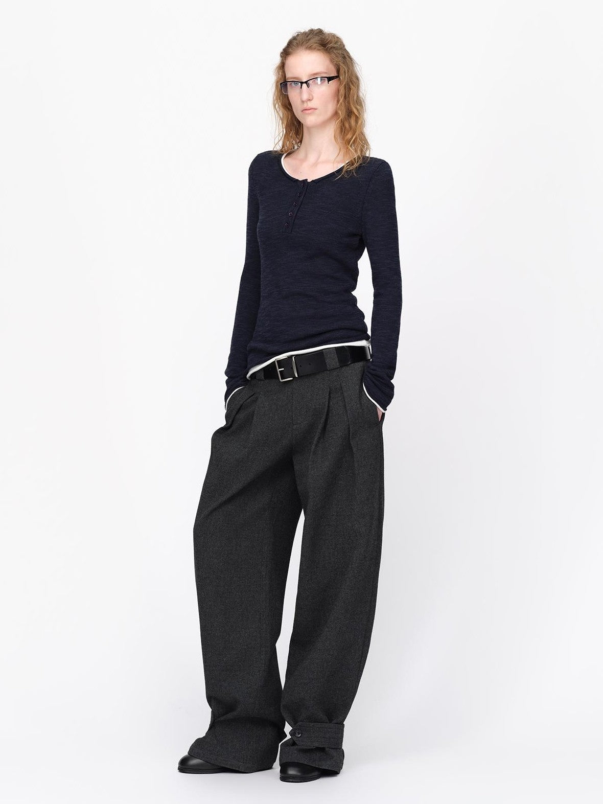 RUN TO THE FUTURE Vintage Wool Blend Low Waist Loose Women&