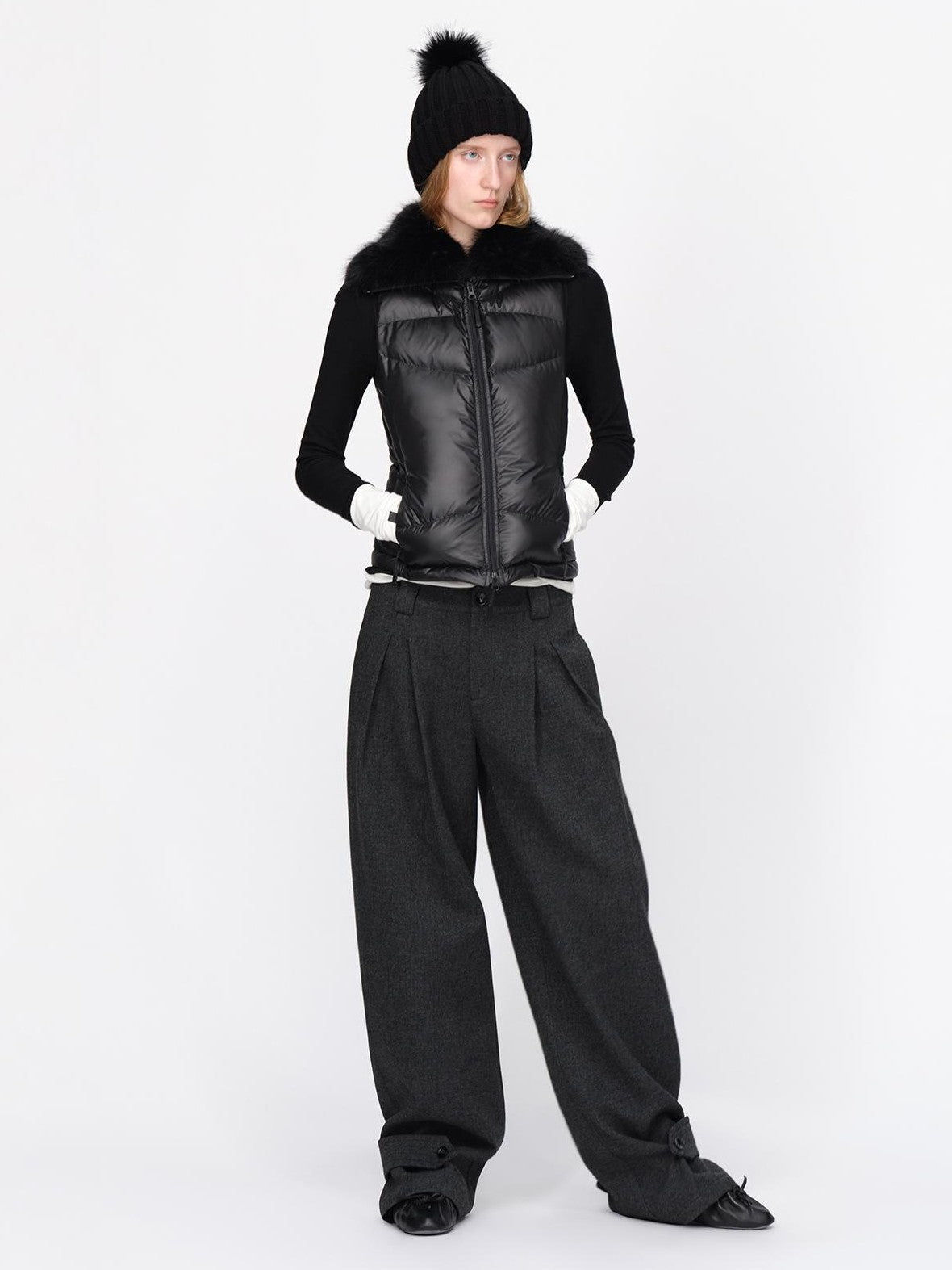 RUN TO THE FUTURE Vintage Wool Blend Low Waist Loose Women&