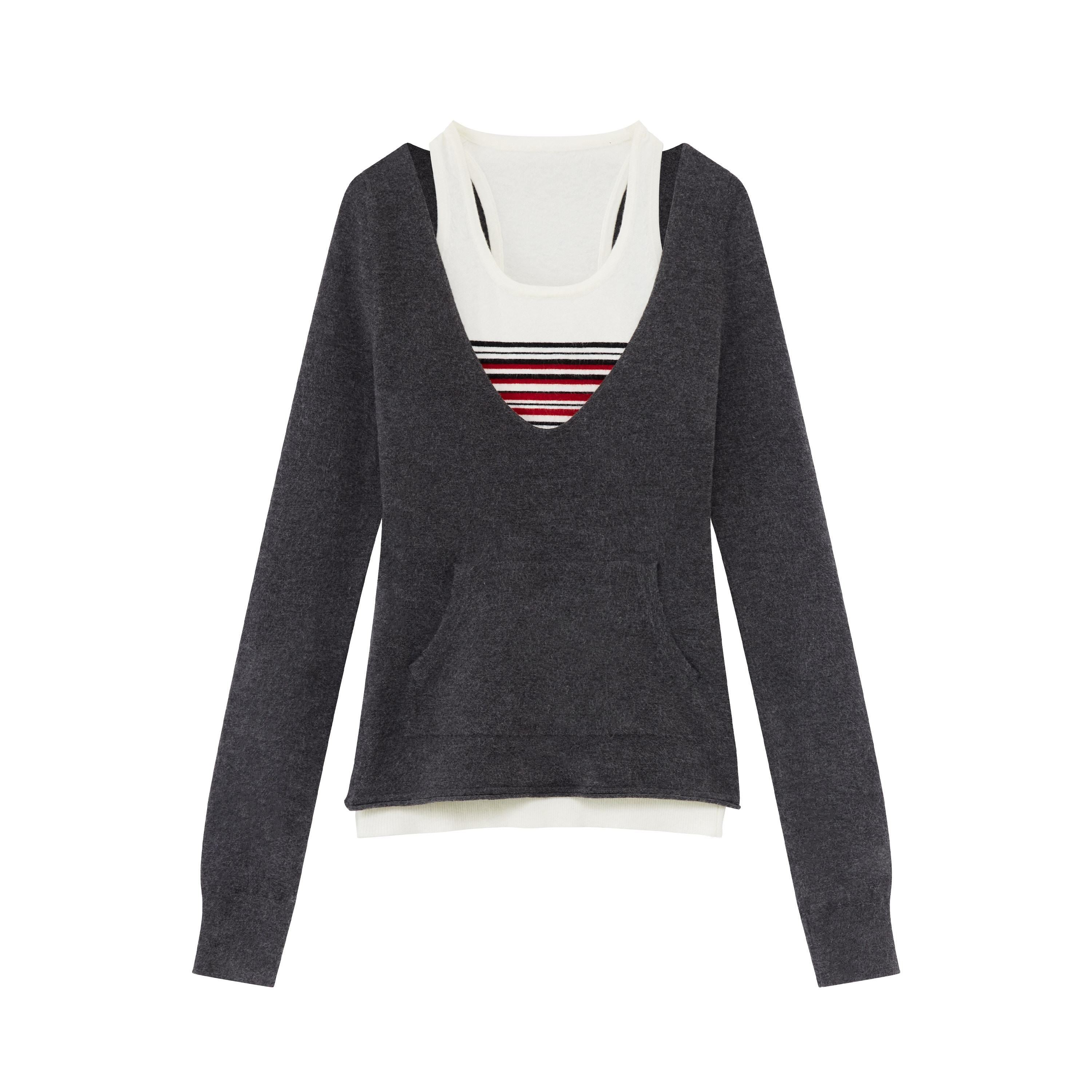 RUN TO THE FUTURE Warm Knit Colorblock Slim Fit Casual Teen Girl Striped Long Sleeve T-Shirts