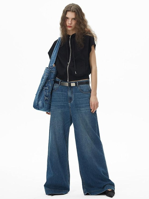RUN TO THE FUTURE Washable Denim Blue Cotton Lined Commuter Unisex Dual Strap Shoulder Bags