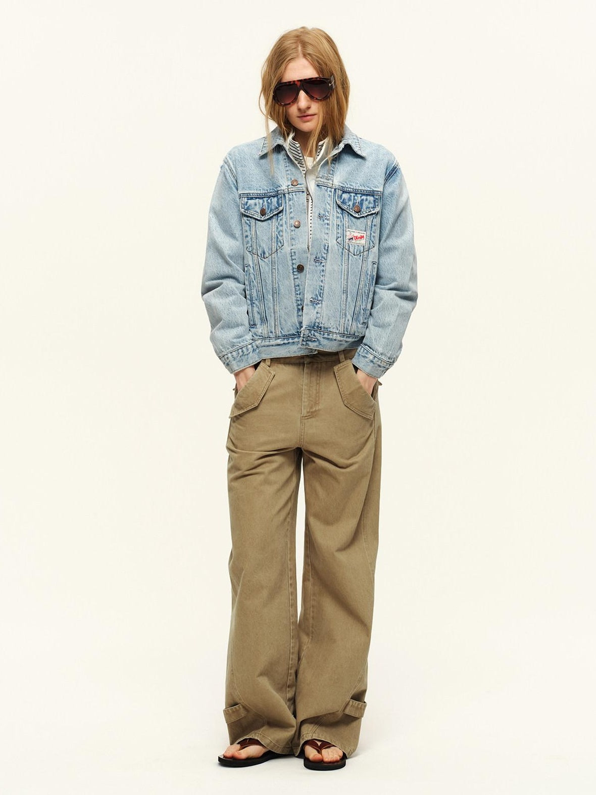 RUN TO THE FUTURE Washed Pure Cotton Chestnut Casual Natural Waist Zipper Women Straight Pants
