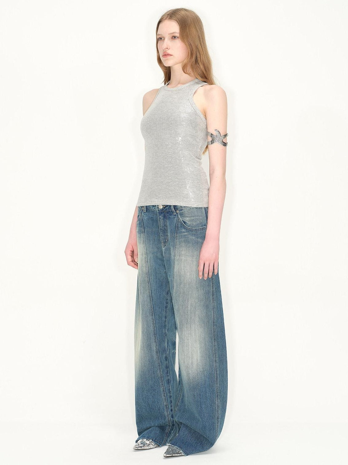 RUN TO THE FUTURE Washed Vintage Low Waist Boxy Silhouette Womens Denim Cotton Wide-Leg Jeans