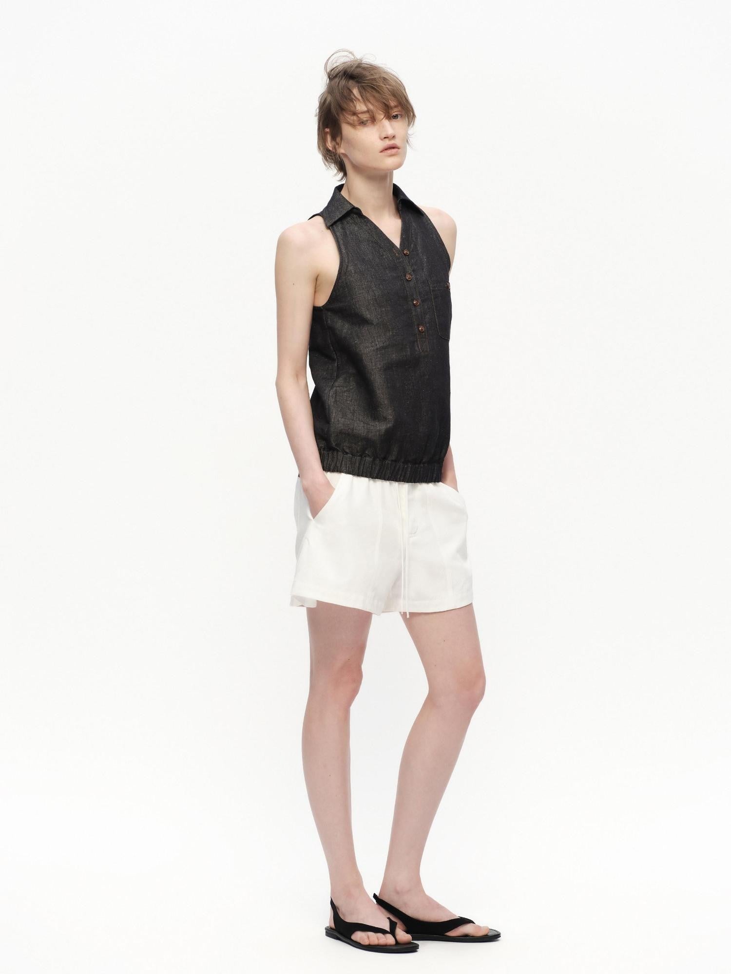 RUN TO THE FUTURE White A Line Paperbag Waist Built In Safety Liner Women&