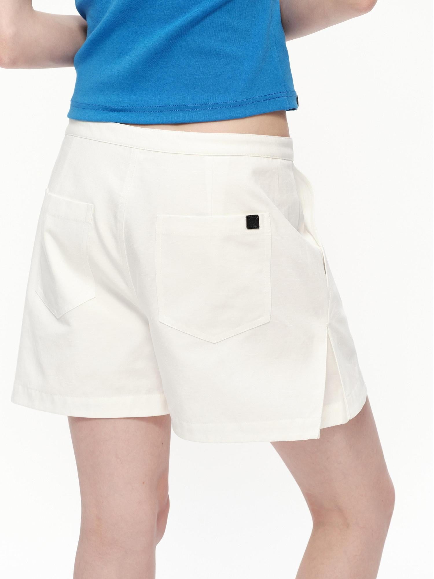 RUN TO THE FUTURE White A Line Paperbag Waist Built In Safety Liner Women&