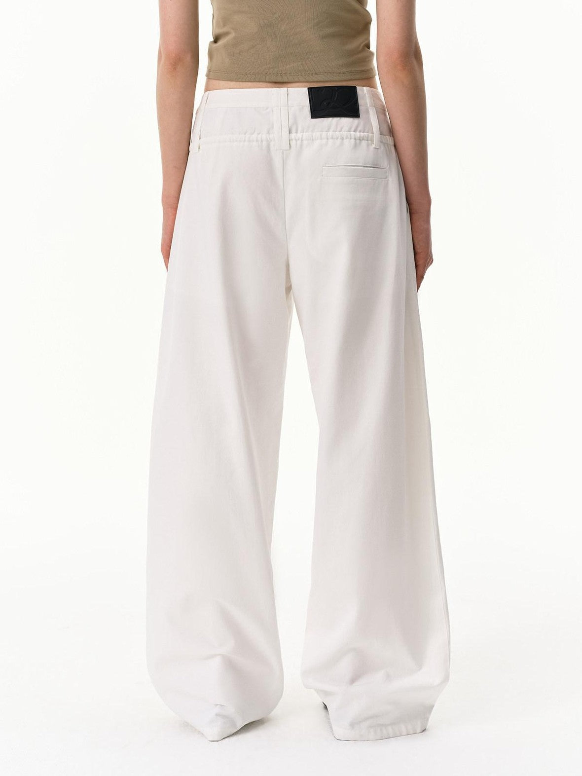 RUN TO THE FUTURE White Double Waist Drawstring Curved Women&