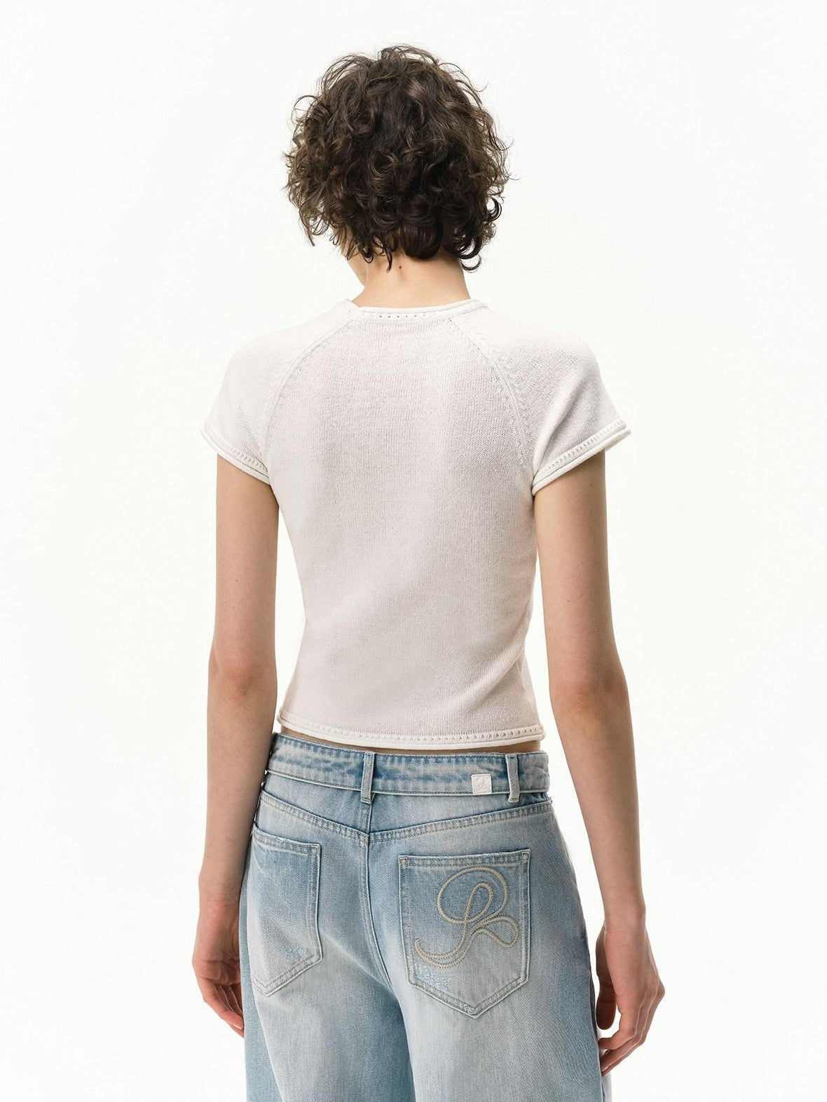 RUN TO THE FUTURE White Knit Raglan Slim Women&