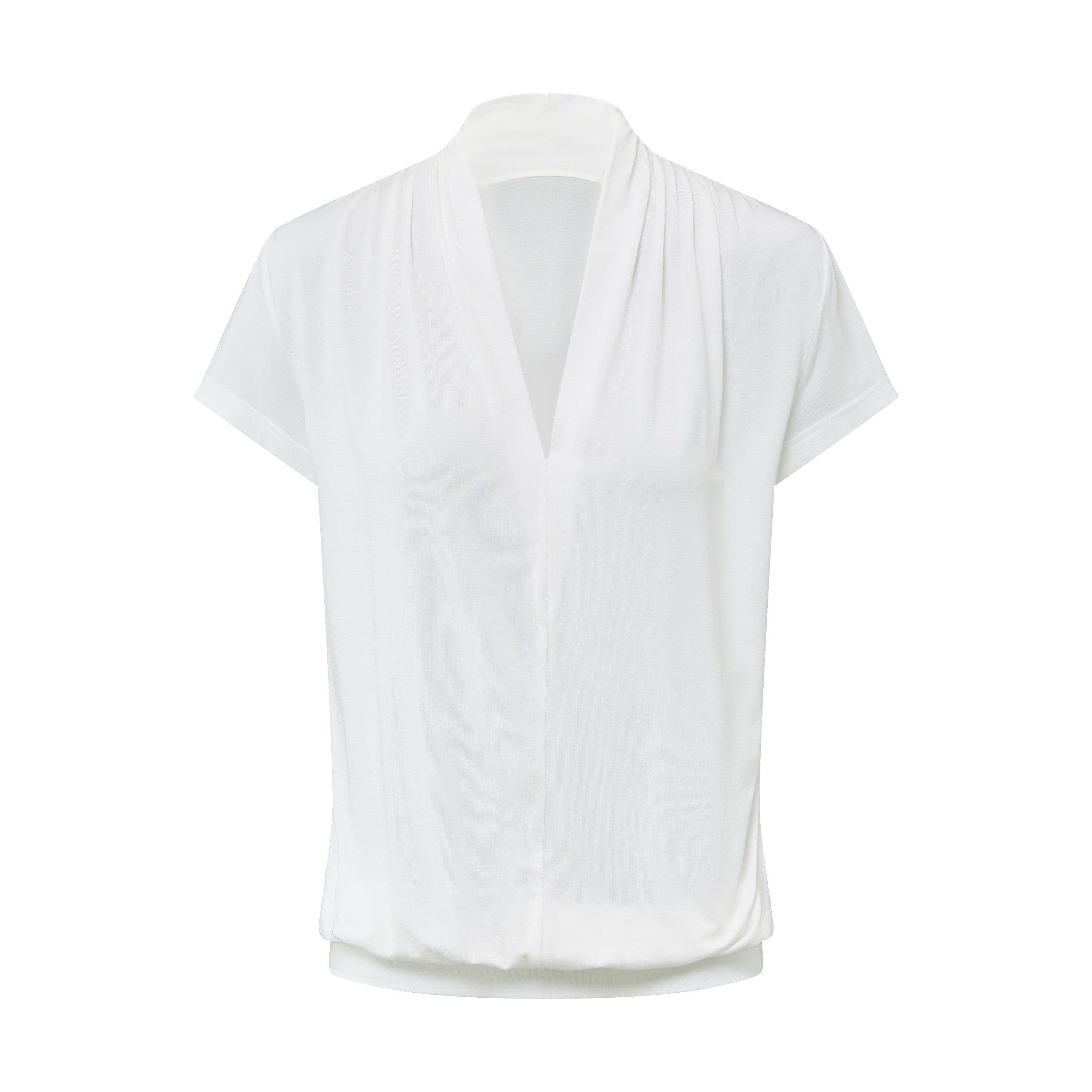 RUN_TO_THE_FUTURE_White_V-neck_Ruched_Hem_Women&