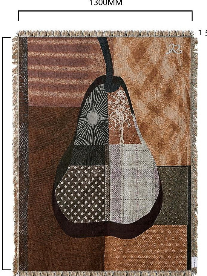 RUN TO THE FUTURE Yellow Brown Woven Tassel Tapestry Sofa Cover Women&