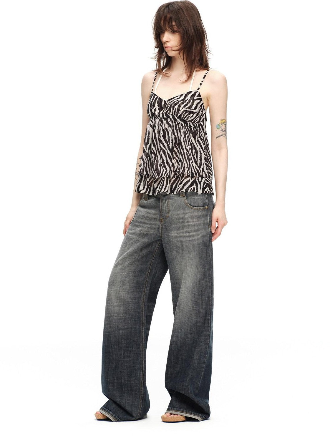 RUN TO THE FUTURE Zebra Print V-neck Open Back Women&