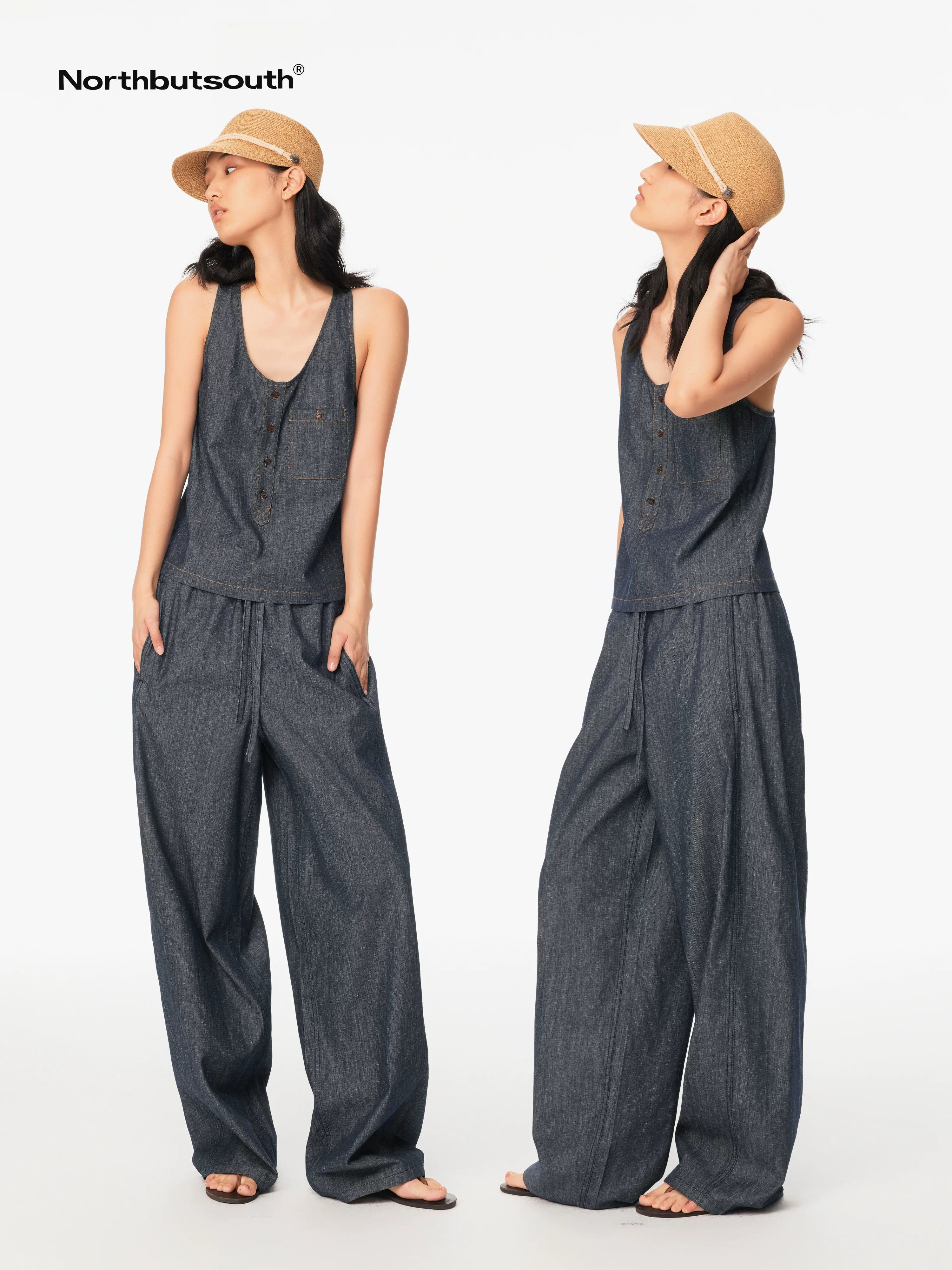 Raw Denim Texture Relaxed Casual Women&