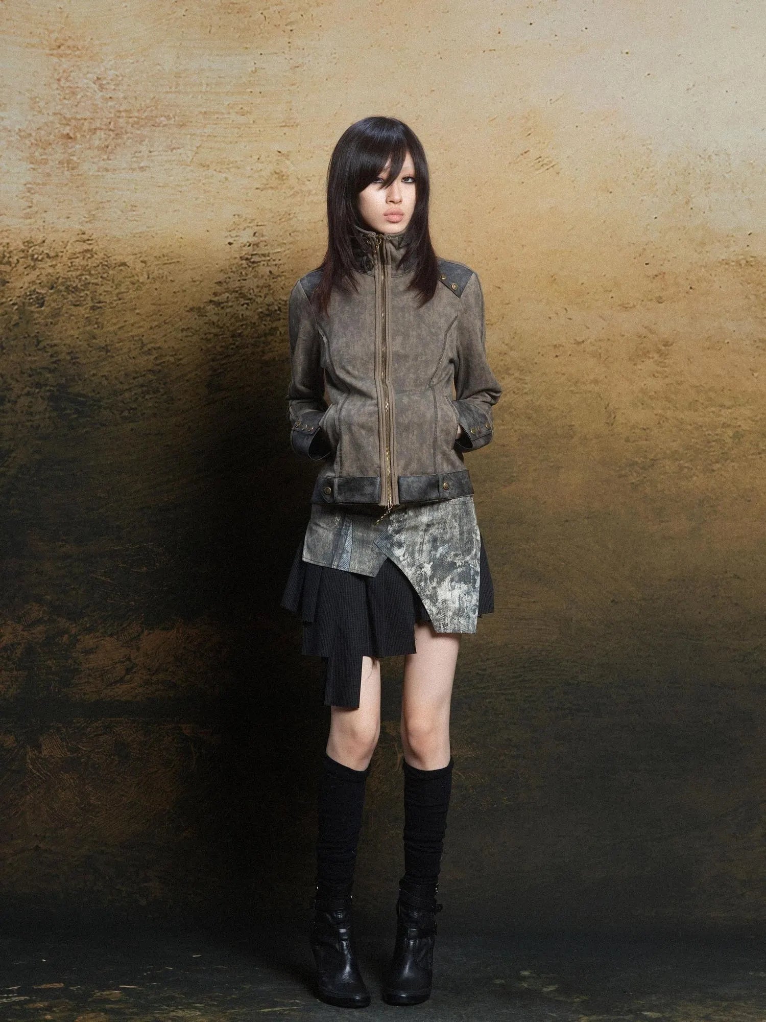 Rebel Edge Asym Cut Low Waist Punk Skirt