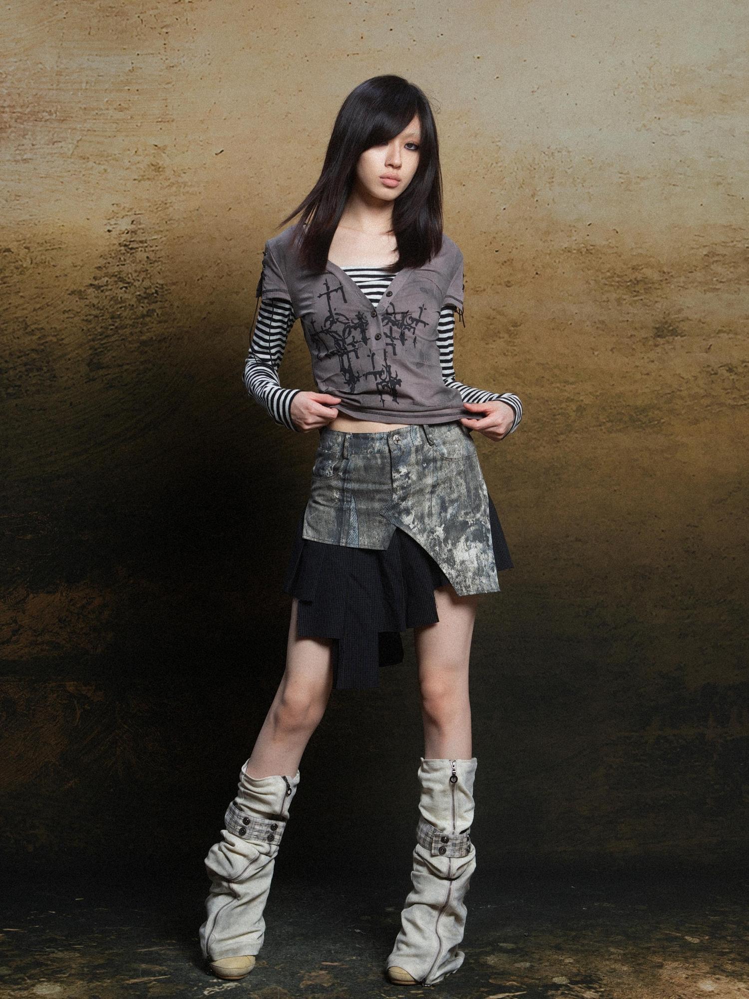 ARIADNAw Rebel Edge Asym Cut Low Waist Punk Skirt