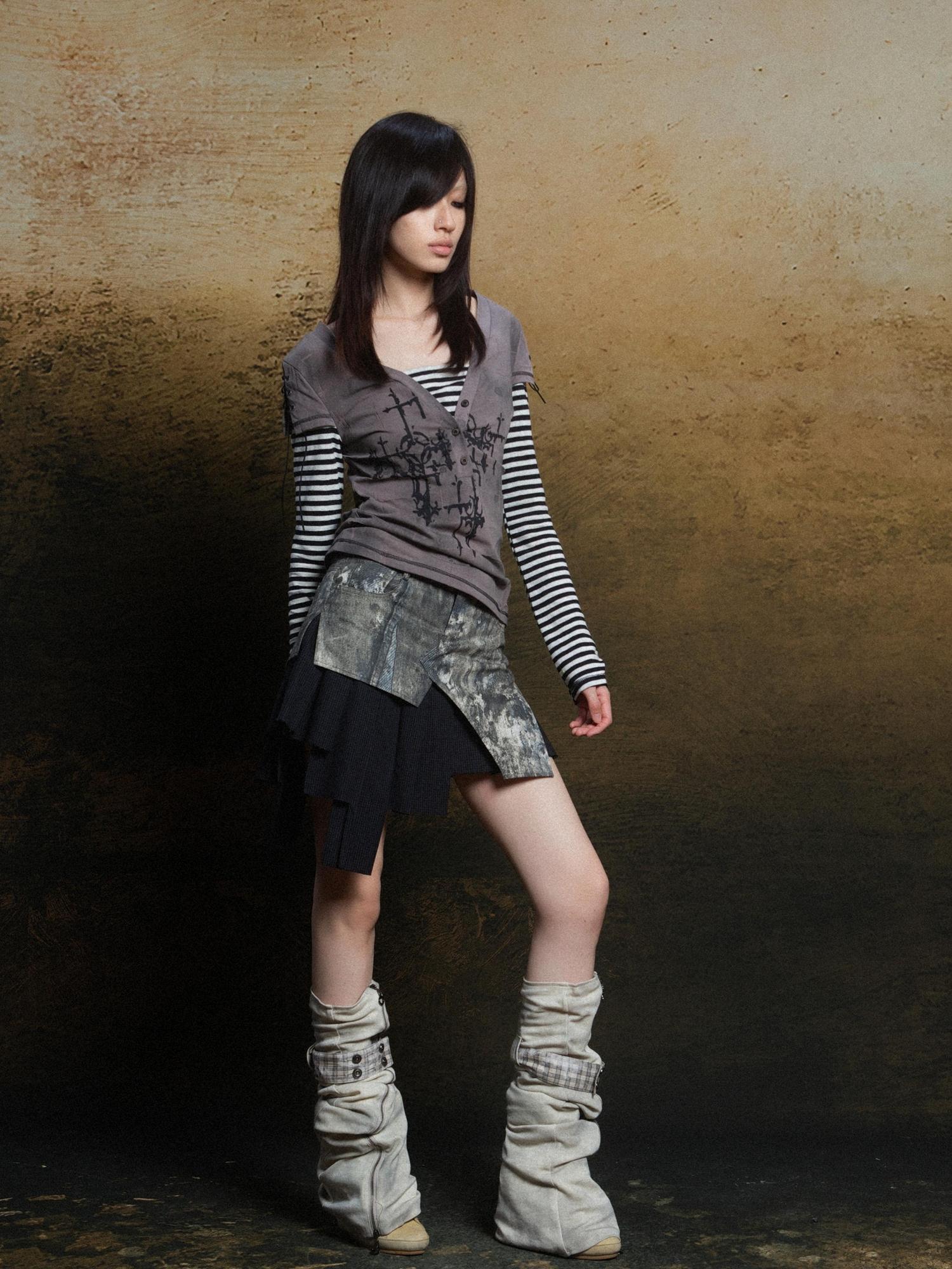ARIADNAw Rebel Edge Asym Cut Low Waist Punk Skirt