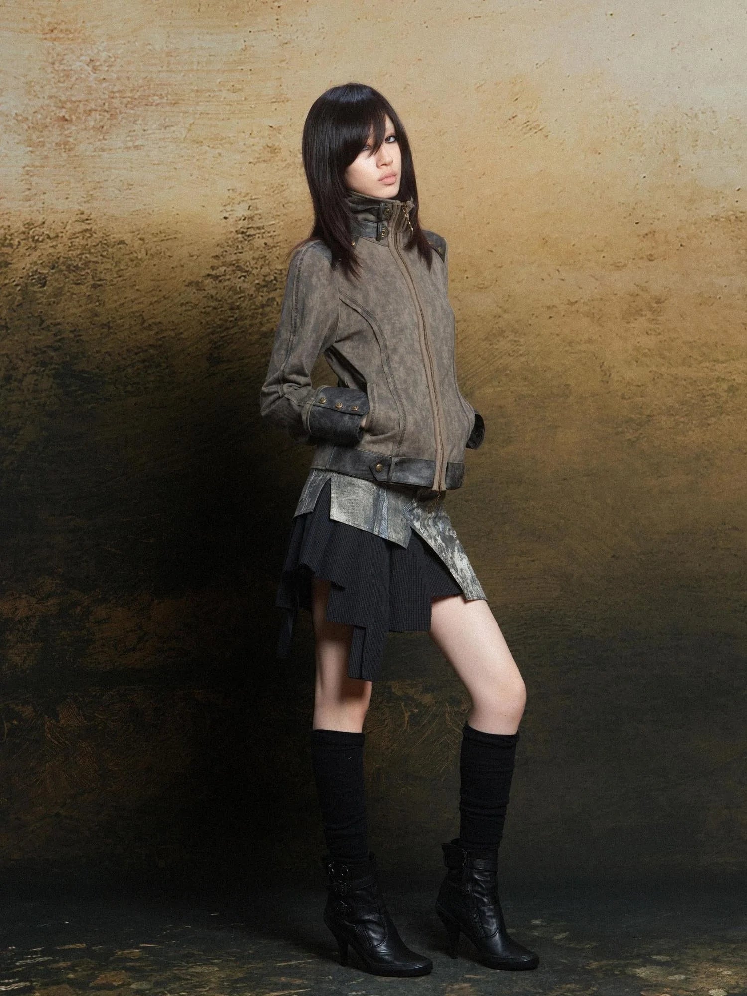 Rebel Edge Asym Cut Low Waist Punk Skirt