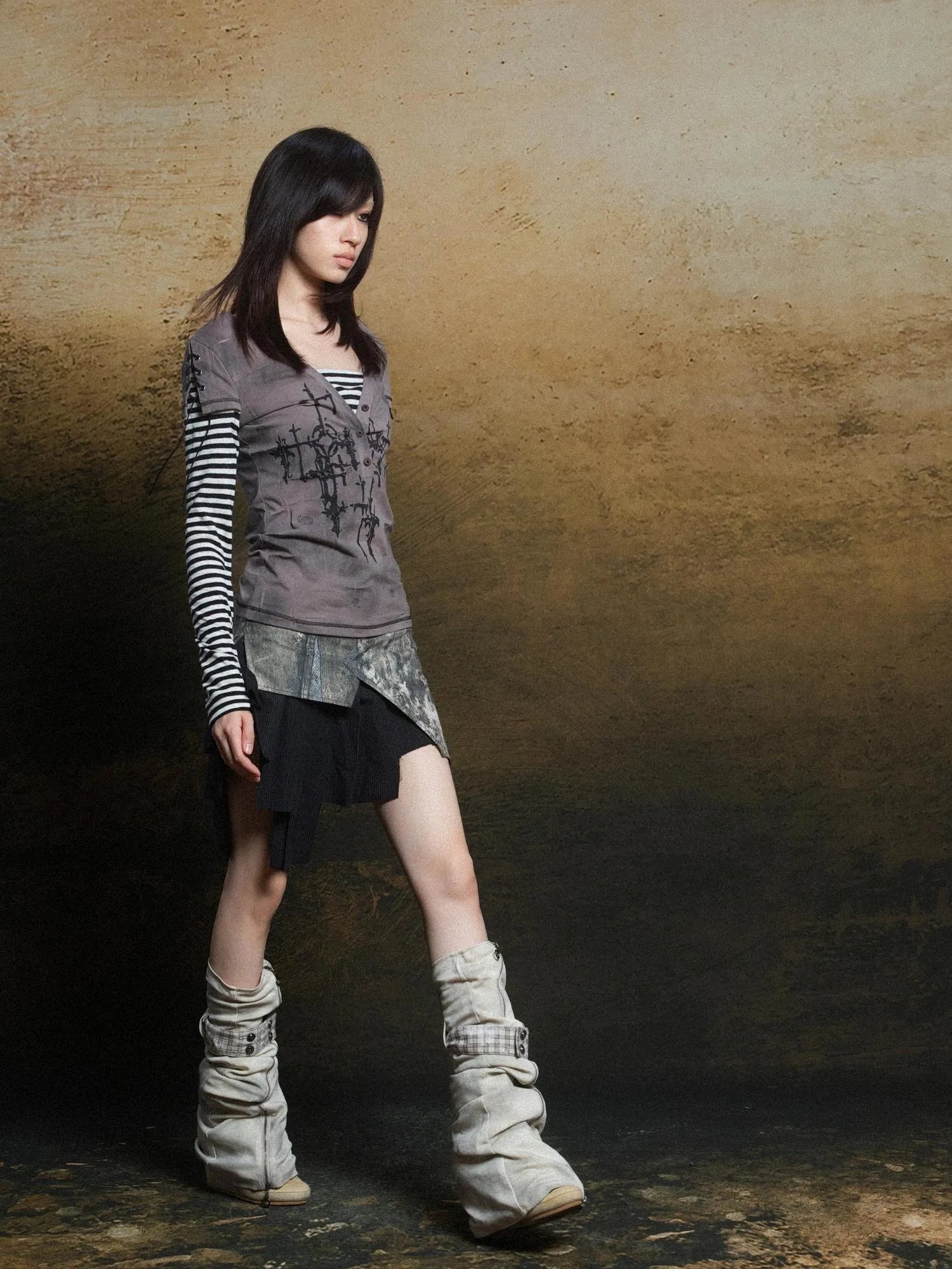 Rebel Edge Asym Cut Low Waist Punk Skirt