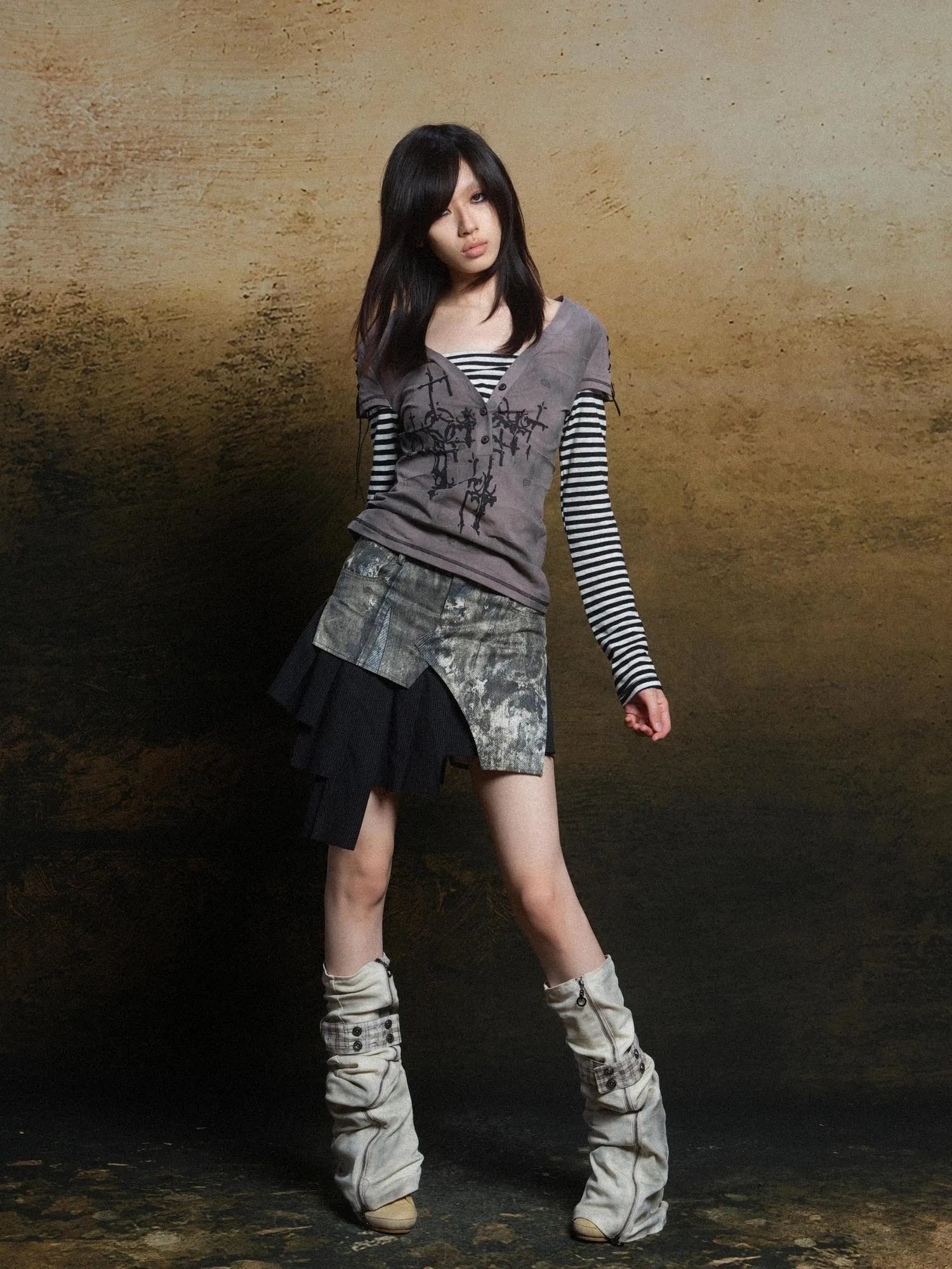 Rebel Edge Asym Cut Low Waist Punk Skirt