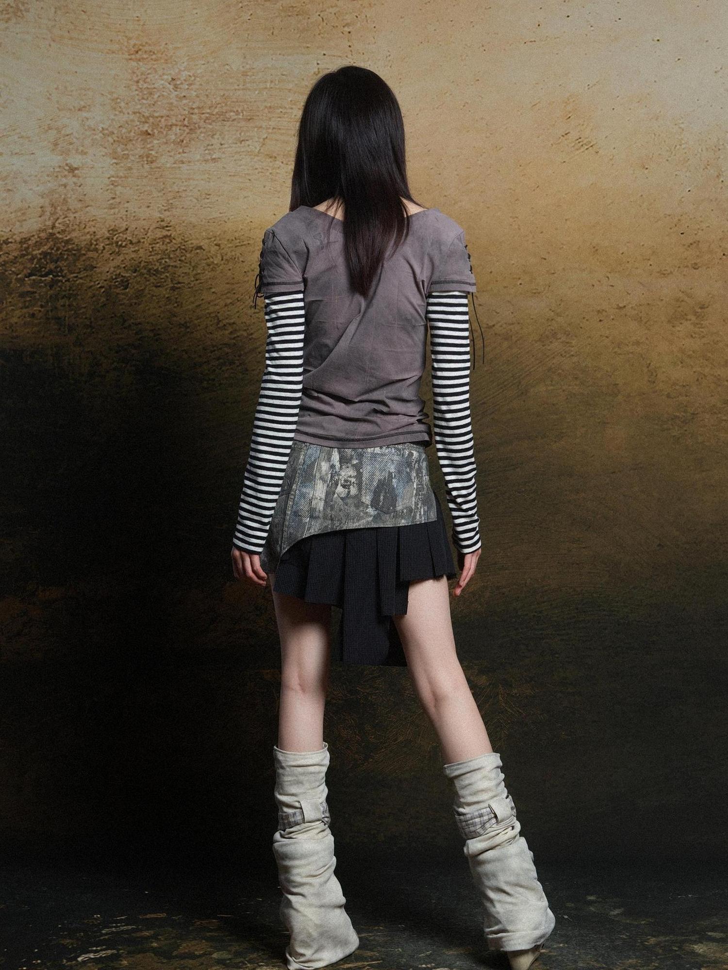 ARIADNAw Rebel Edge Asym Cut Low Waist Punk Skirt