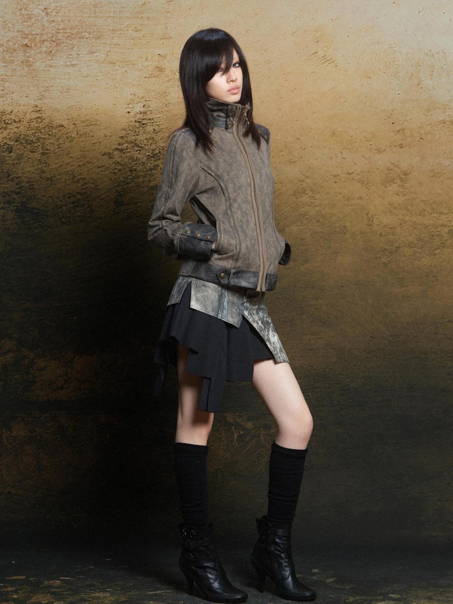ARIADNAw Rebel Edge Asym Cut Low Waist Punk Skirt