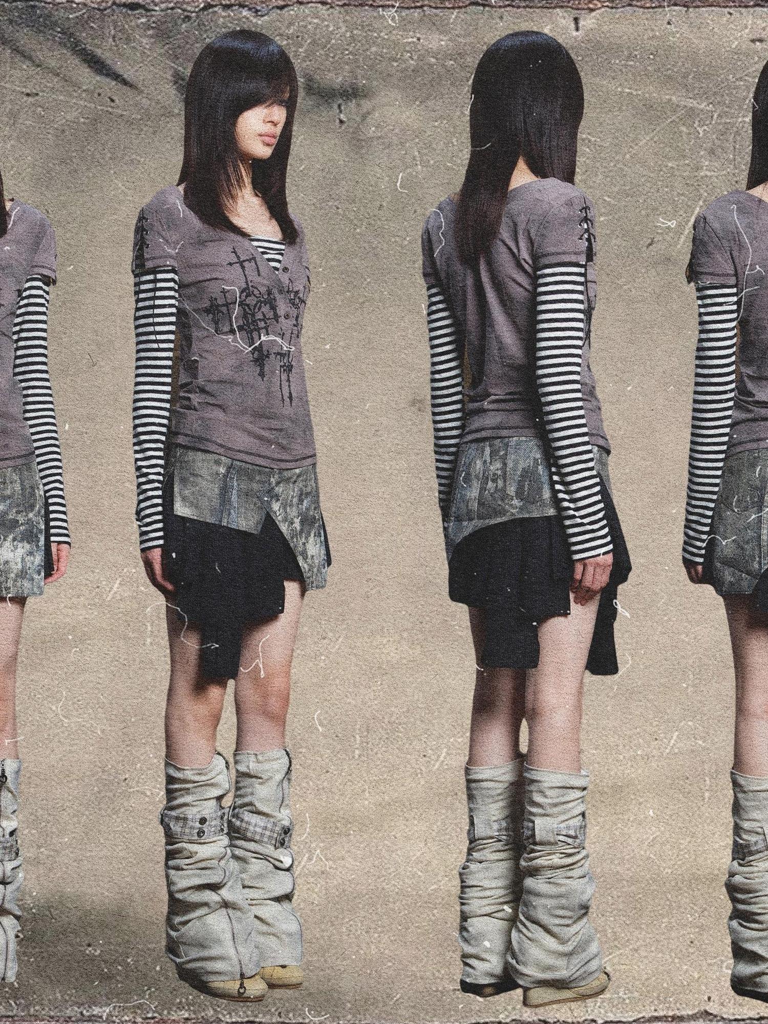 ARIADNAw Rebel Edge Asym Cut Low Waist Punk Skirt