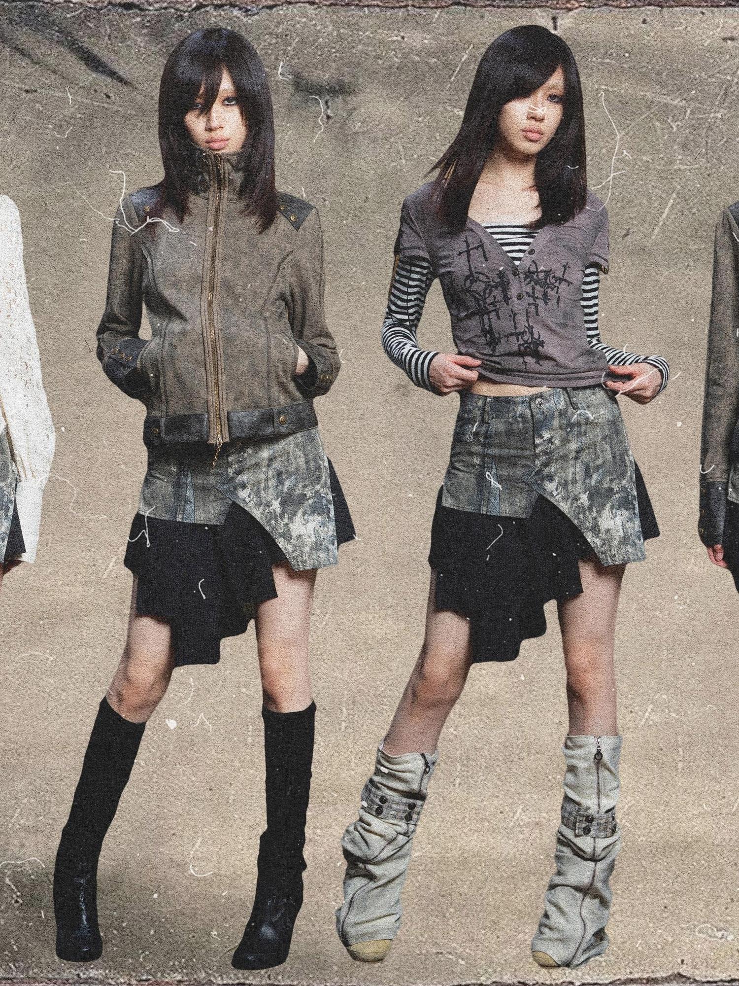ARIADNAw Rebel Edge Asym Cut Low Waist Punk Skirt