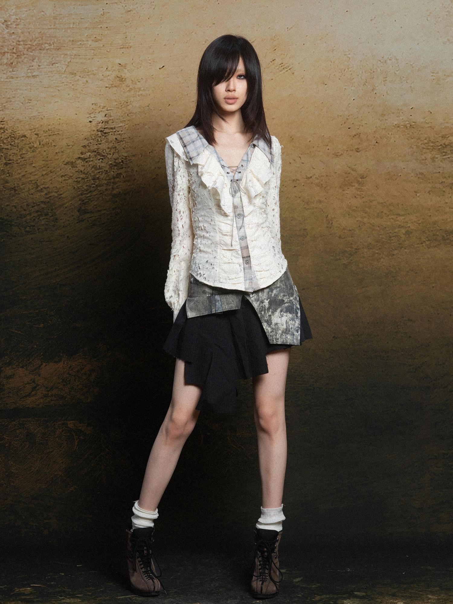 ARIADNAw Rebel Edge Asym Cut Low Waist Punk Skirt