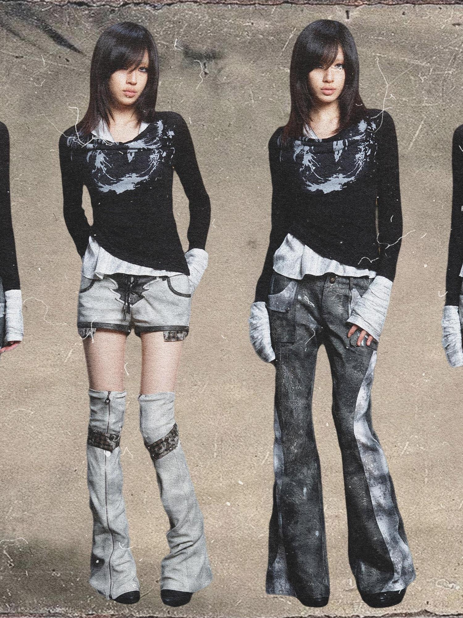 ARIADNAw Rebel Knit Punk Swing Neckline Top