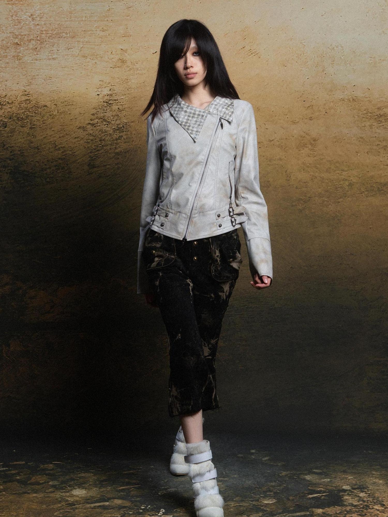 ARIADNAw Rebel Punk Asymmetrical Pu Jacket Vintage Spring Edge