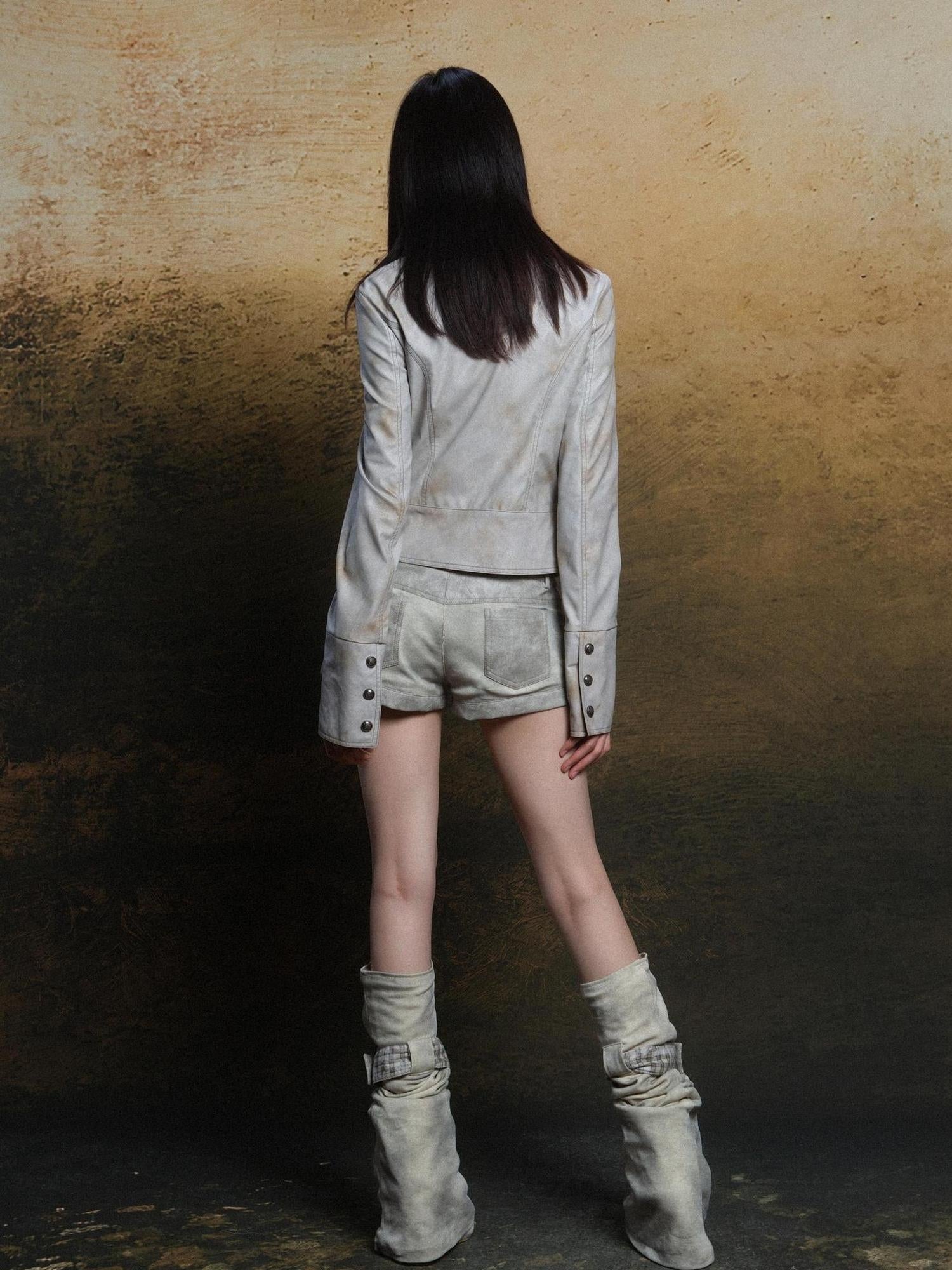 ARIADNAw Rebel Punk Asymmetrical Pu Jacket Vintage Spring Edge