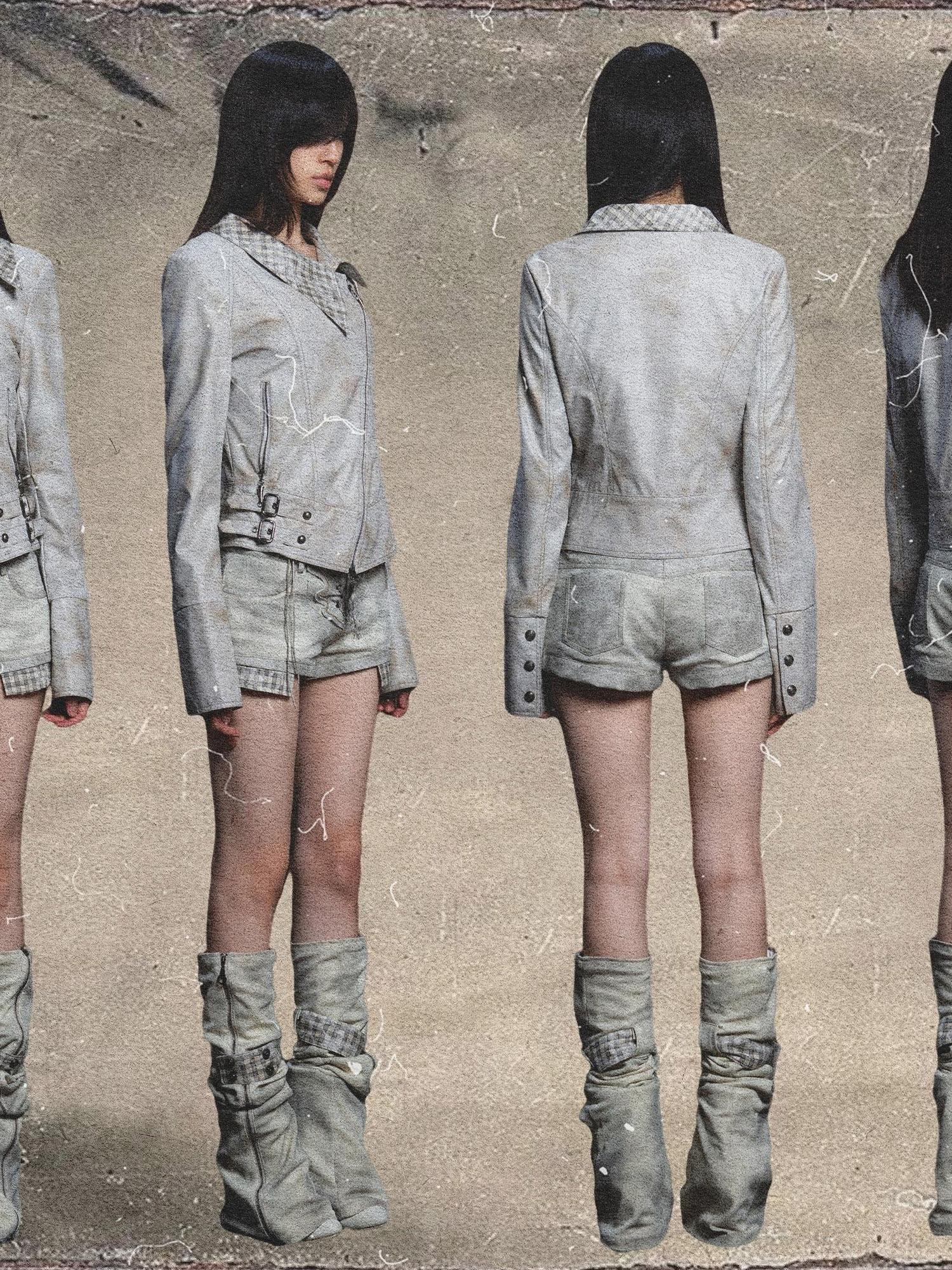 ARIADNAw Rebel Punk Asymmetrical Pu Jacket Vintage Spring Edge