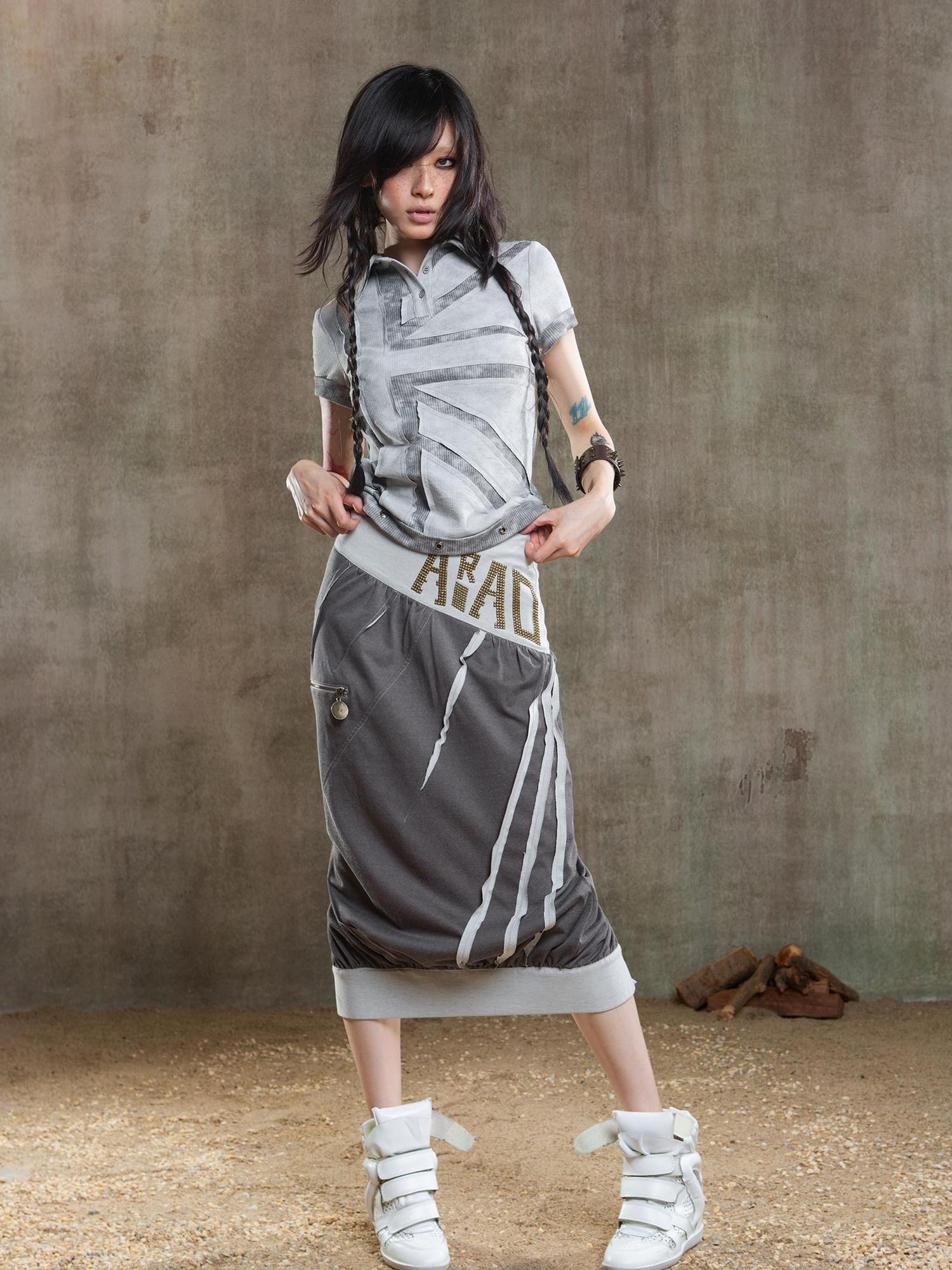 ARIADNAw Reborn Flame Punk Multiway Diamond Low Waist Maxi Skirt