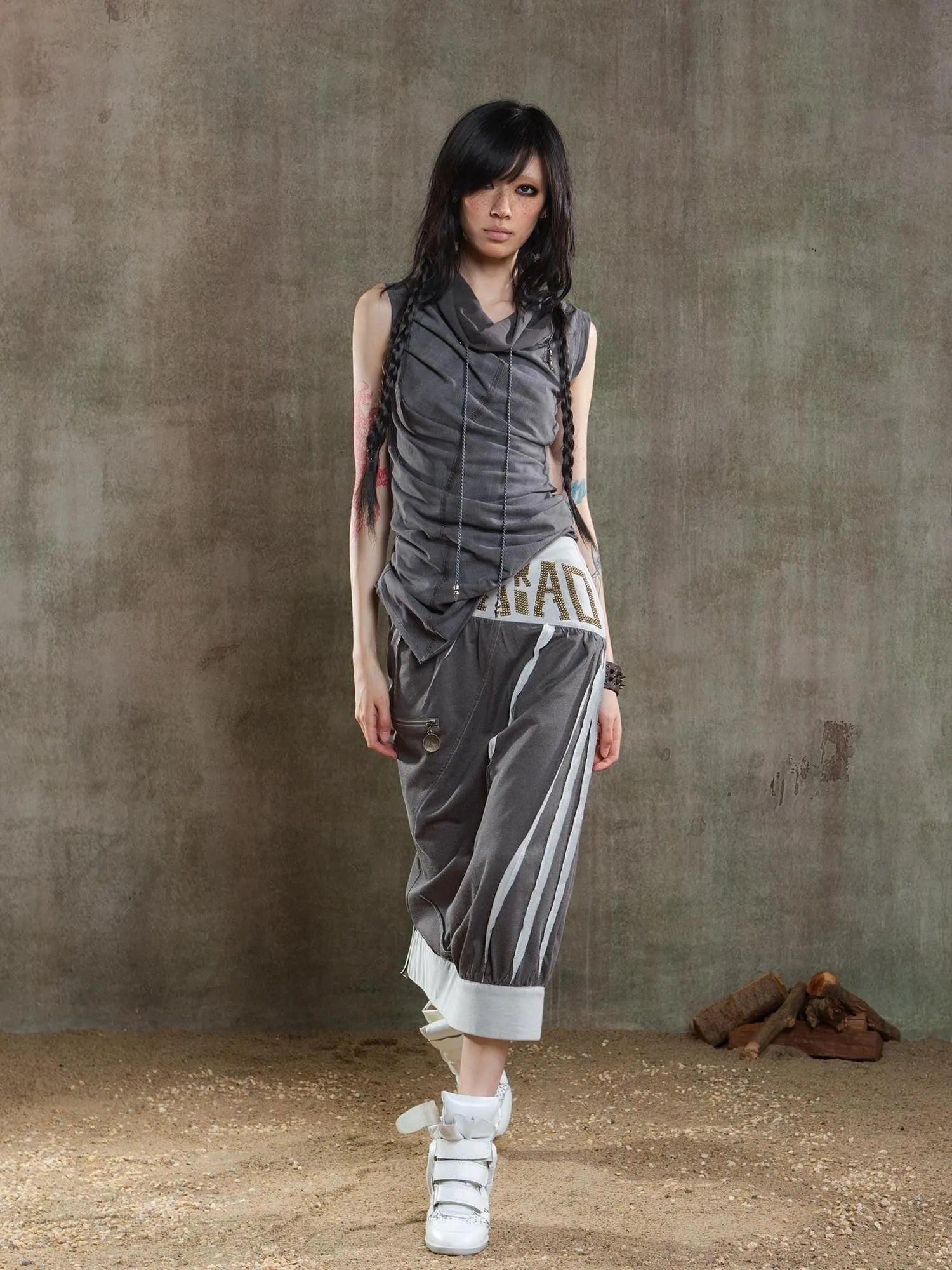 Reborn Flame Punk Multiway Diamond Low Waist Maxi Skirt