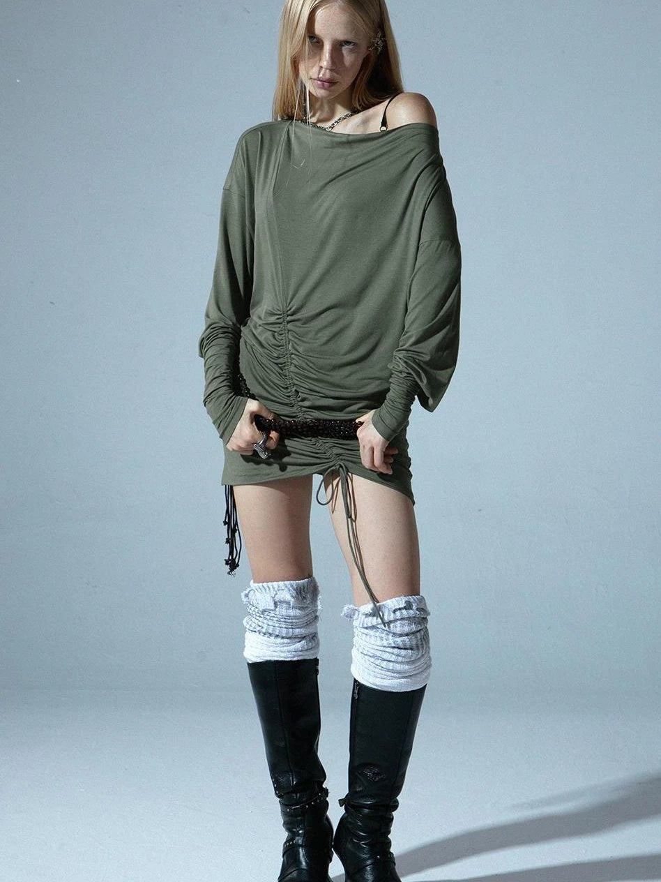 Relaxed Batwing Sleeve Multi-Way Off Shoulder T-Shirt