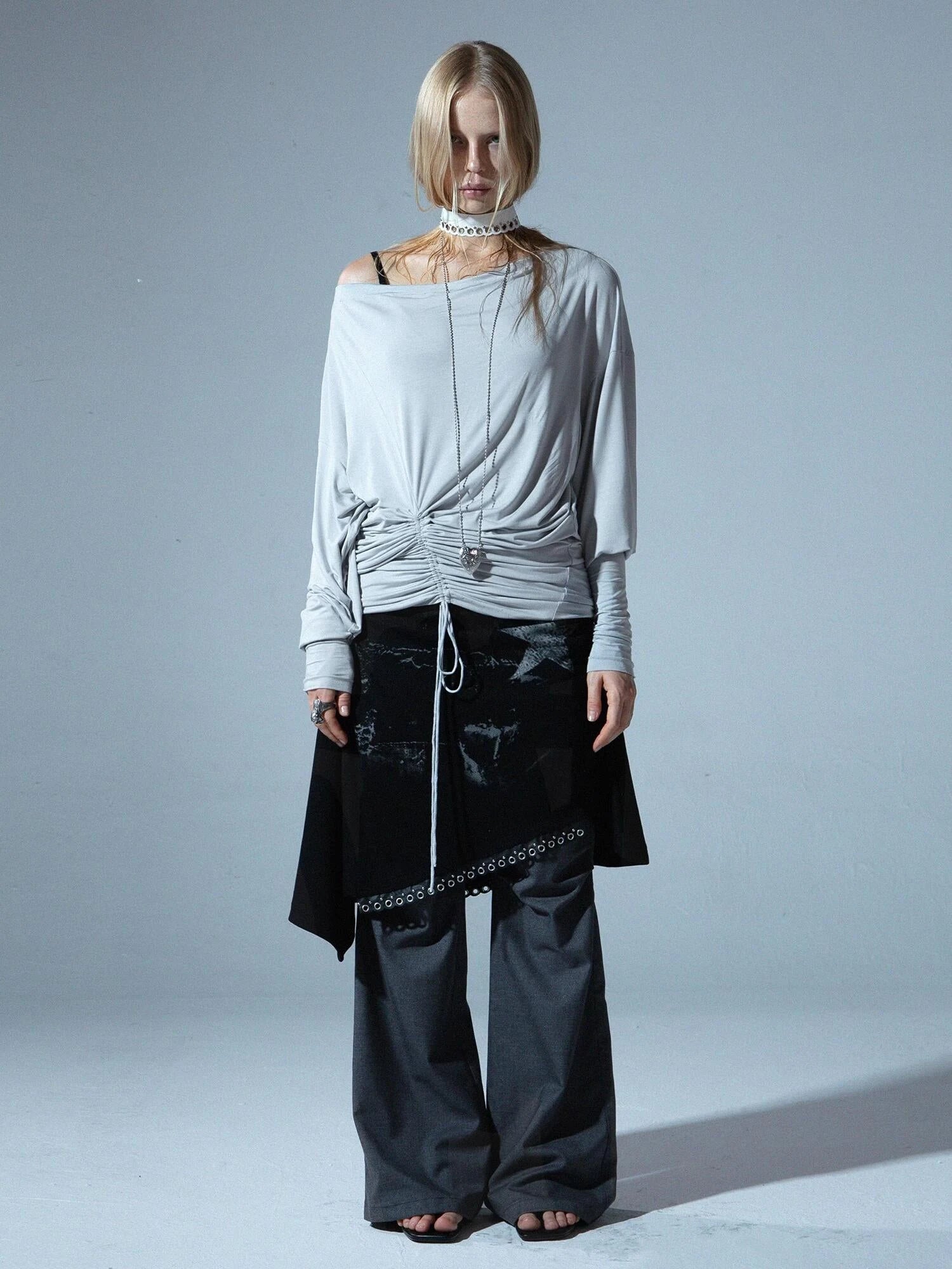 Relaxed Batwing Sleeve Multi-Way Off Shoulder T-Shirt