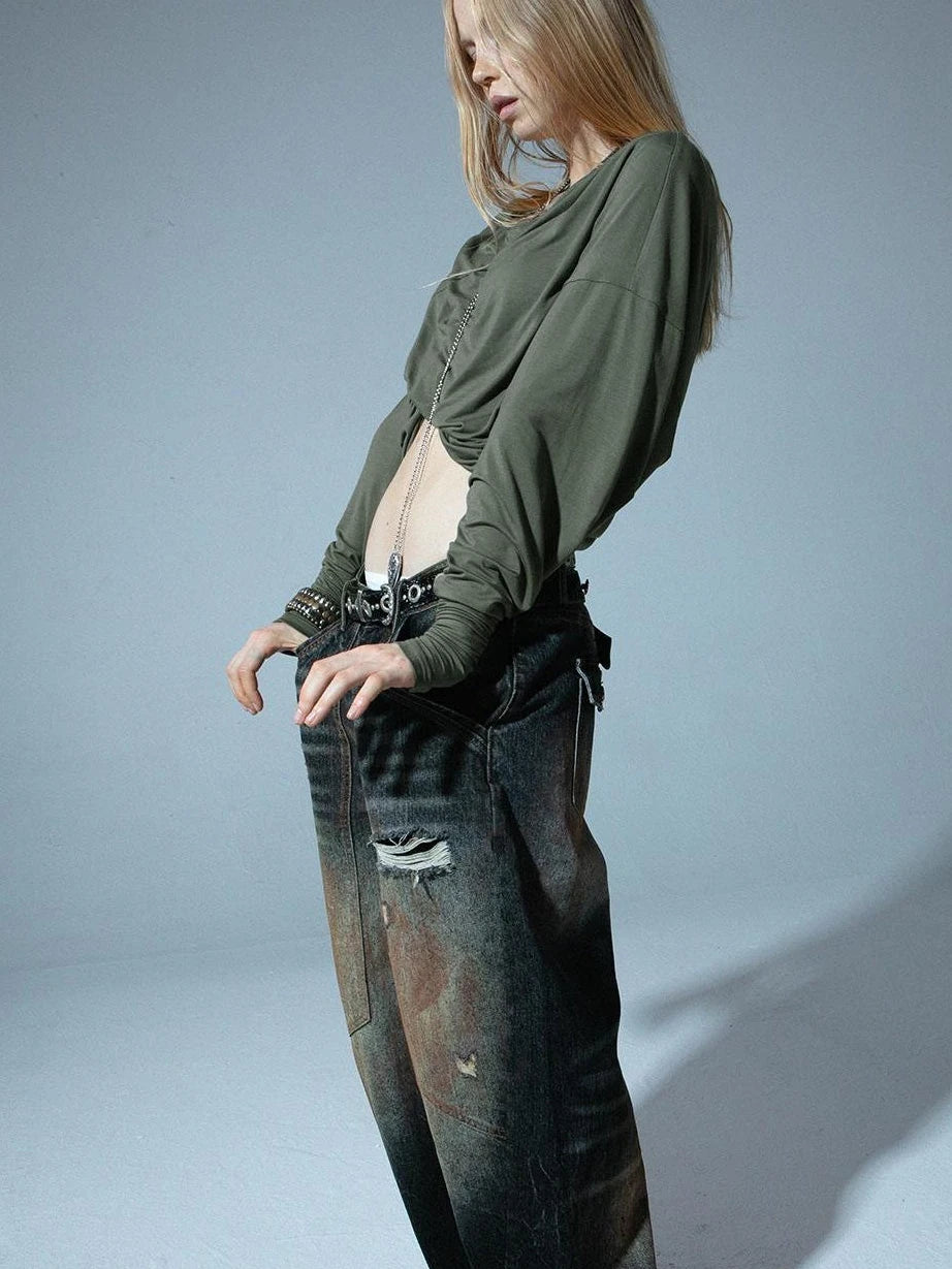 Relaxed Batwing Sleeve Multi-Way Off Shoulder T-Shirt