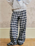 DIDDI MODA Relaxed Fold Hem Checkered Pants