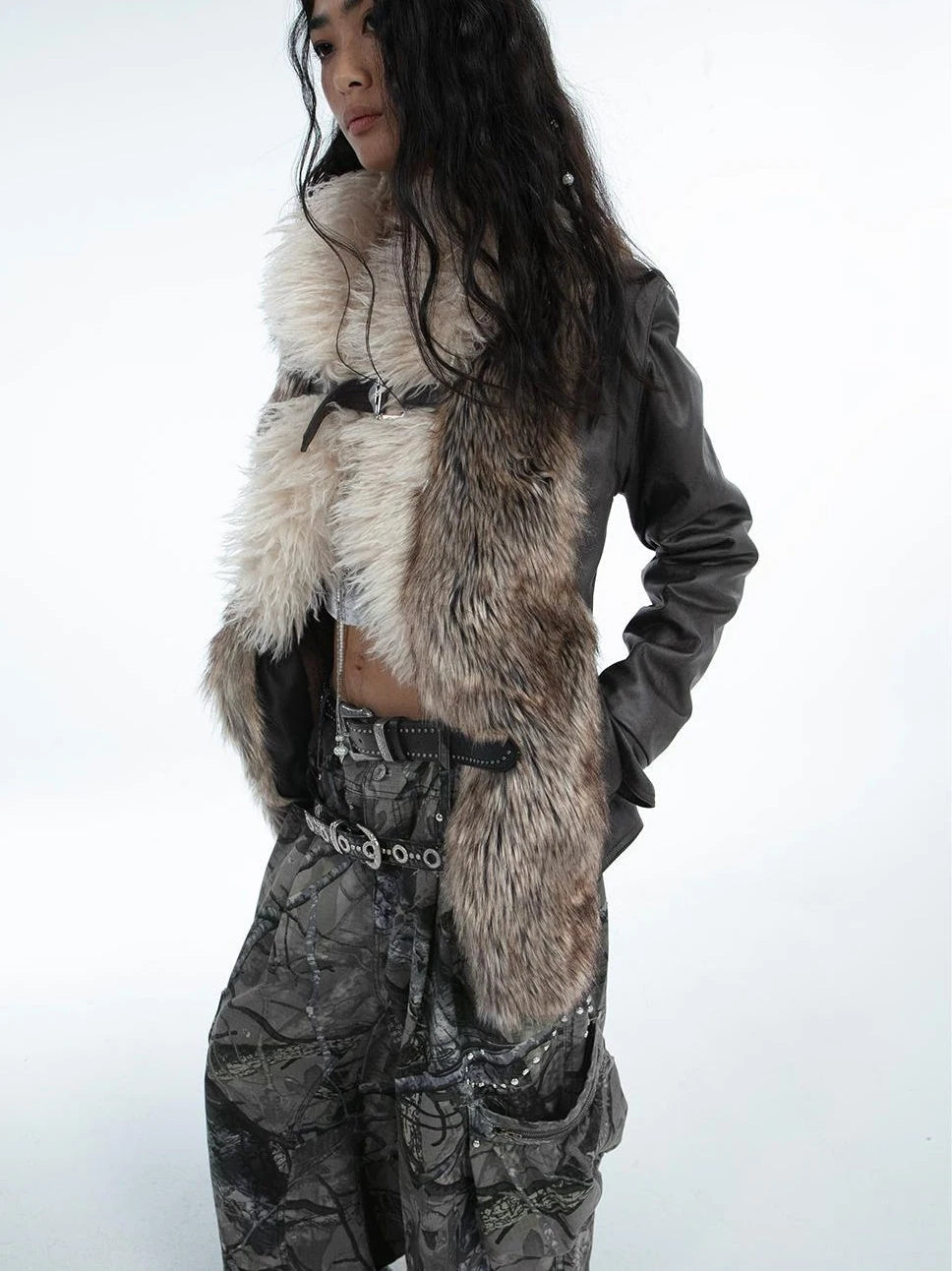 Removable Sleeve Faux Fur Eco Coat Jacket
