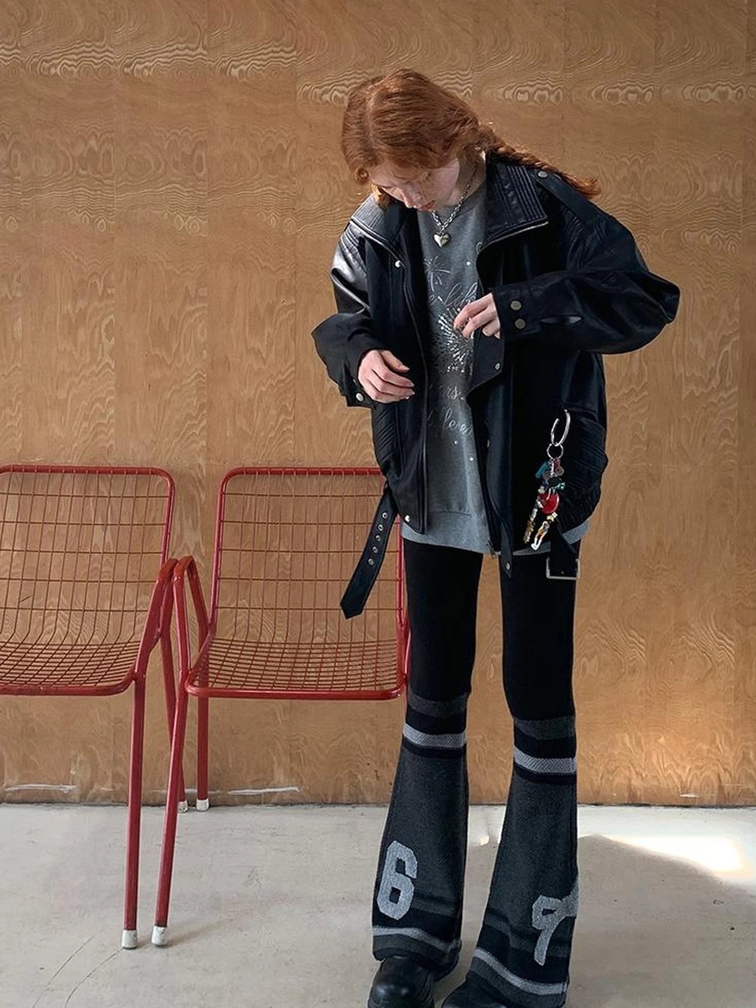 Retro Bow Knit Flare Pants