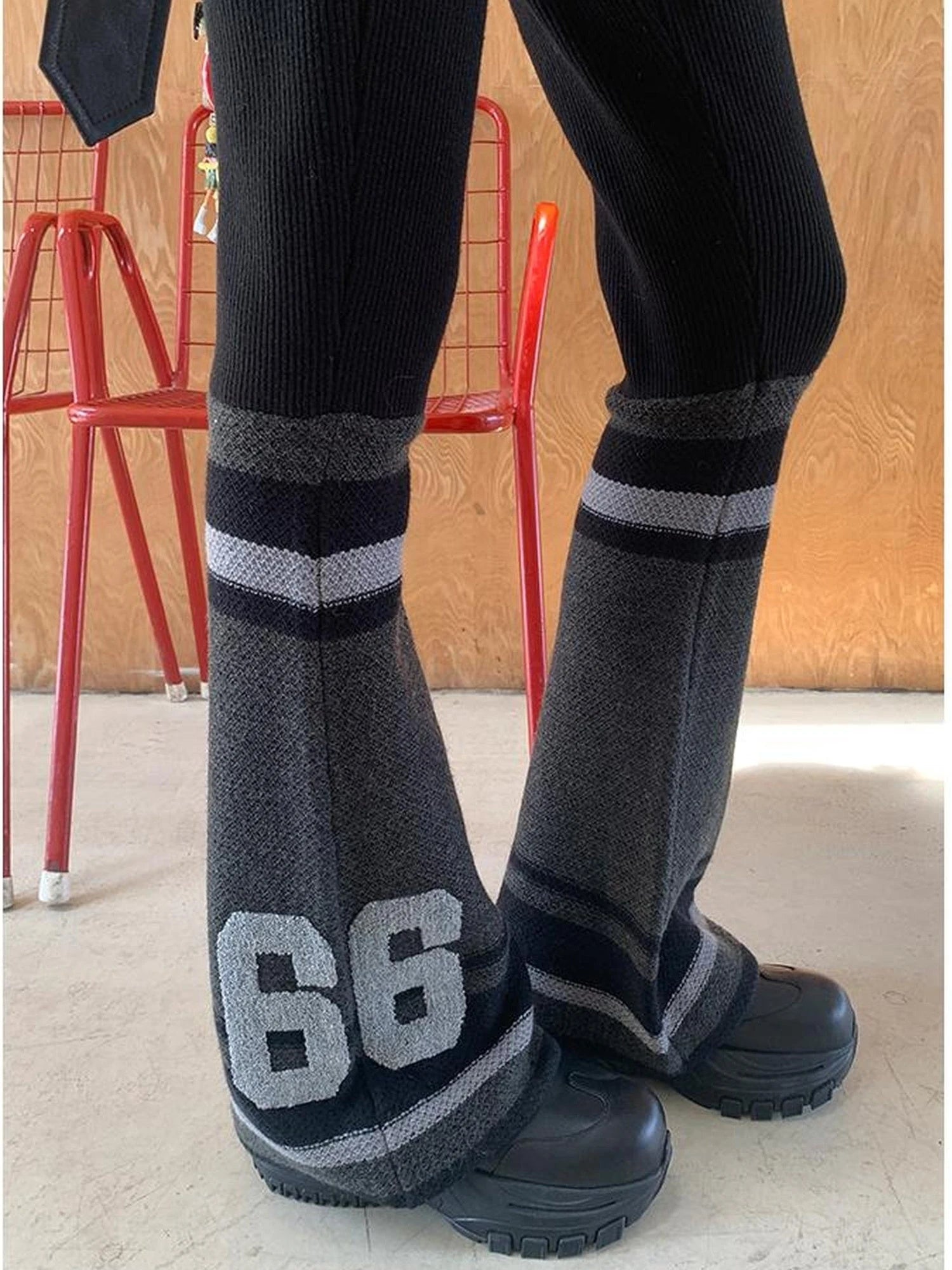 Retro Bow Knit Flare Pants