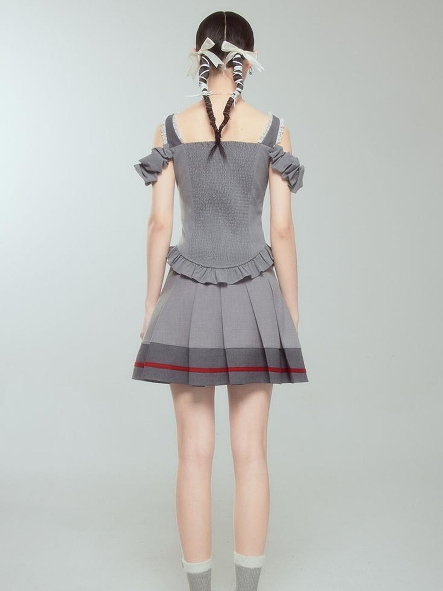 Retro Chic High Waist A Line Pleated Skirt With Contrast Trim