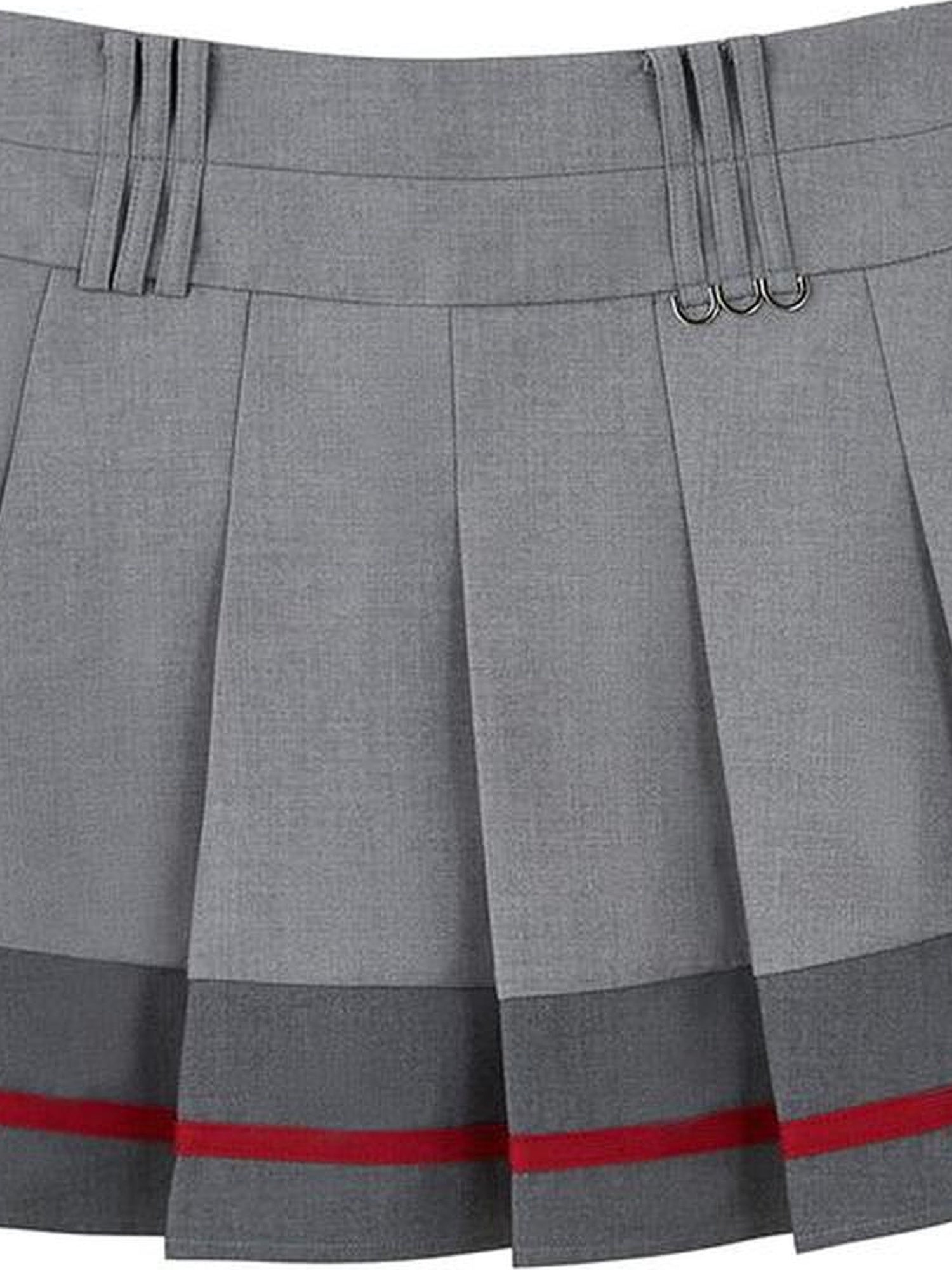 DIDDI MODA Retro Chic High Waist A Line Pleated Skirt With Contrast Trim