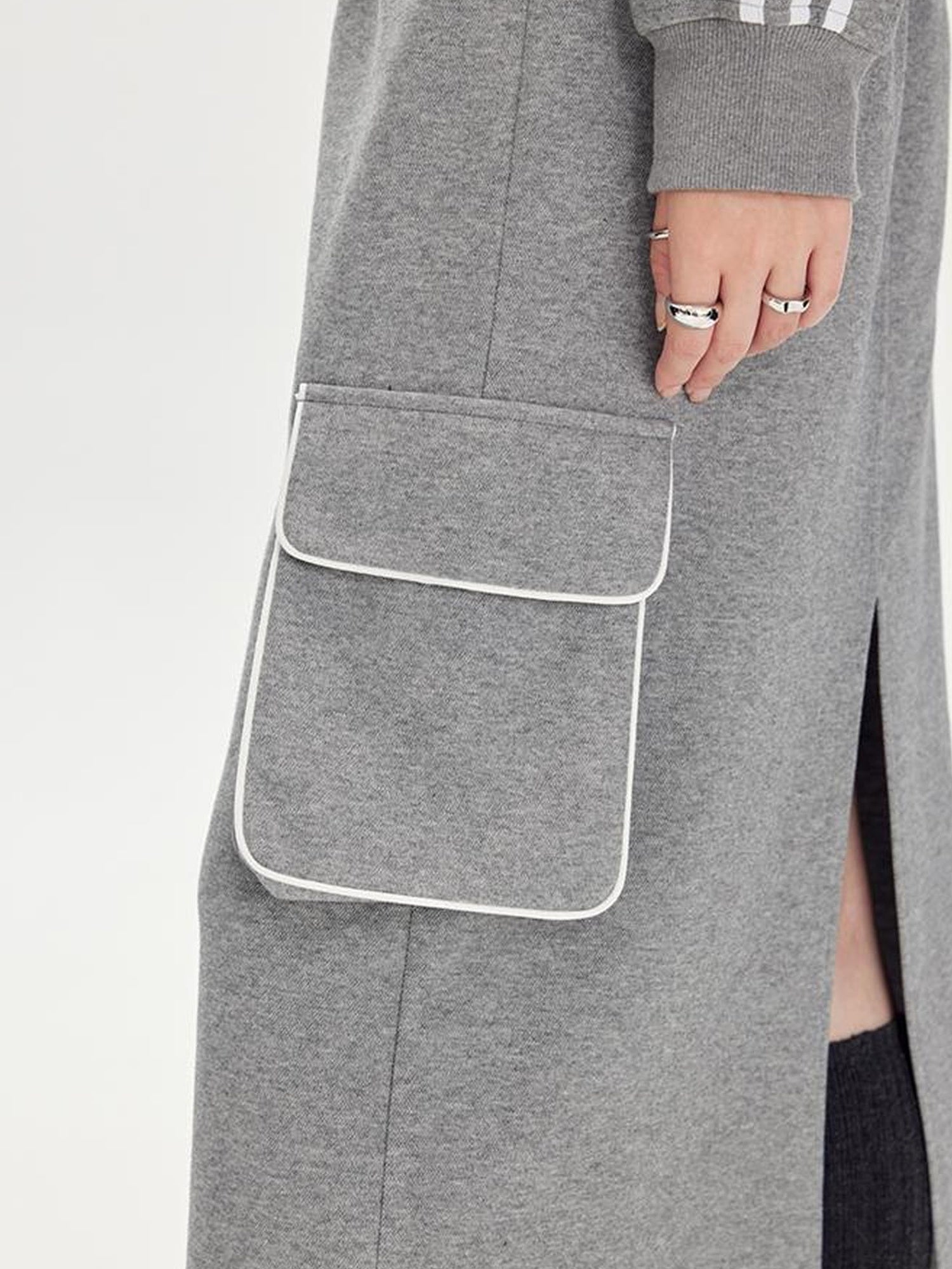 DIDDI MODA Retro Colorblock Embroidered Hoodie Skirt Set