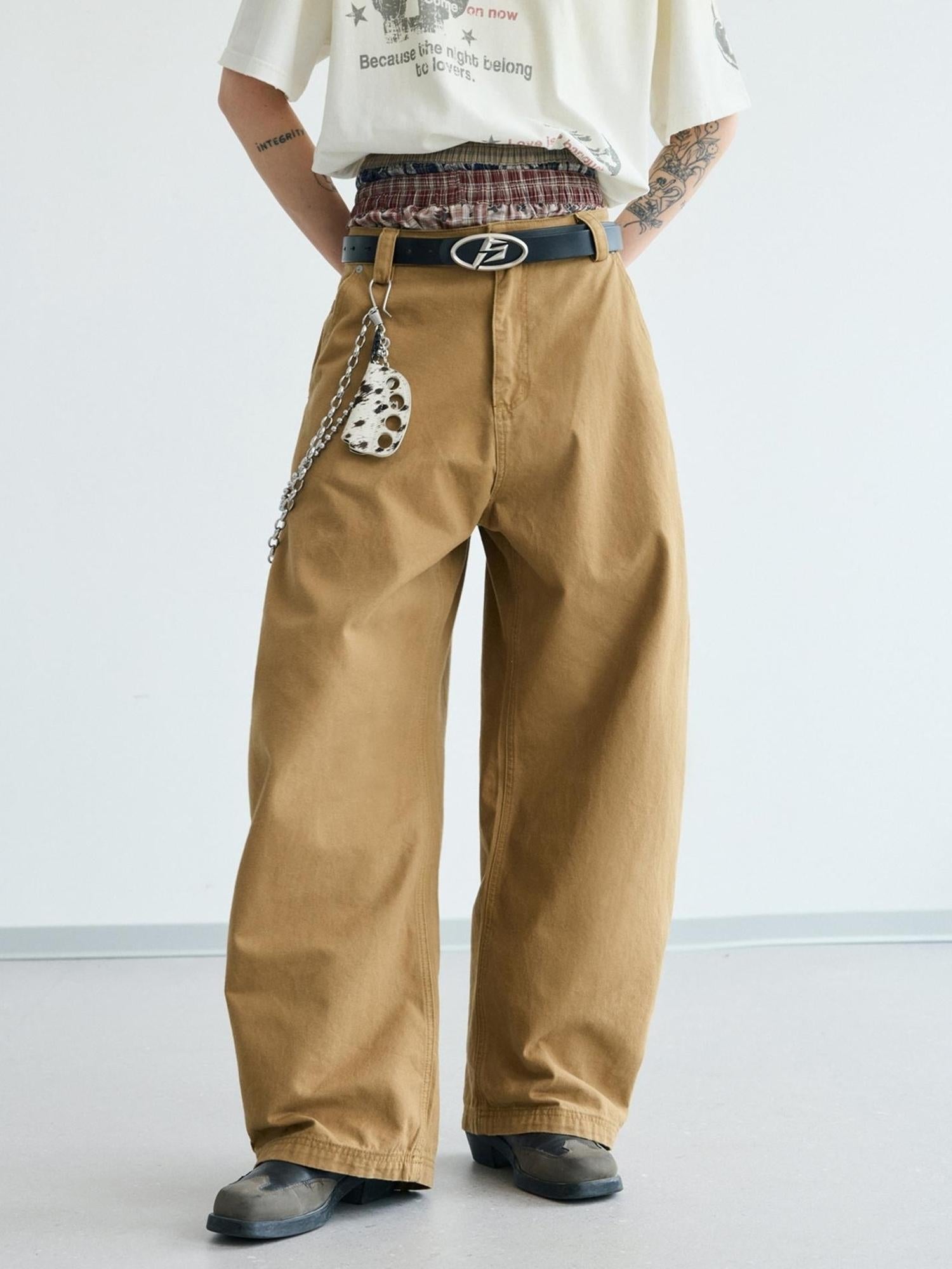 Peoplesense Retro Cotton Wide Leg Scimitar Pants Loose Fit