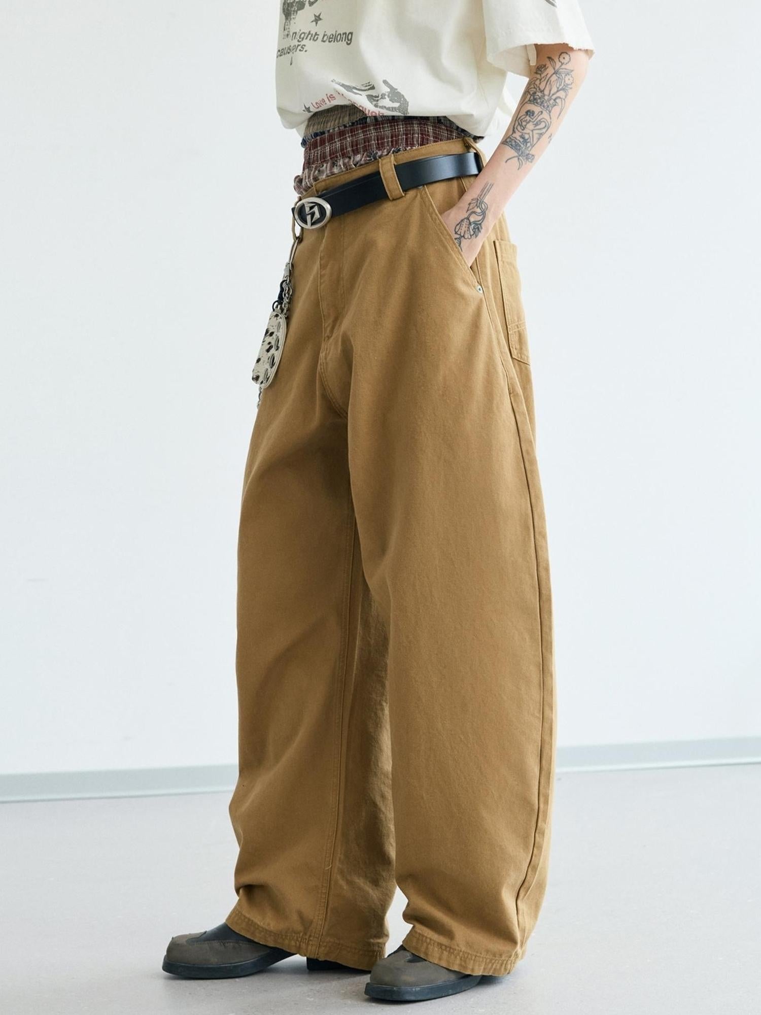 Peoplesense Retro Cotton Wide Leg Scimitar Pants Loose Fit