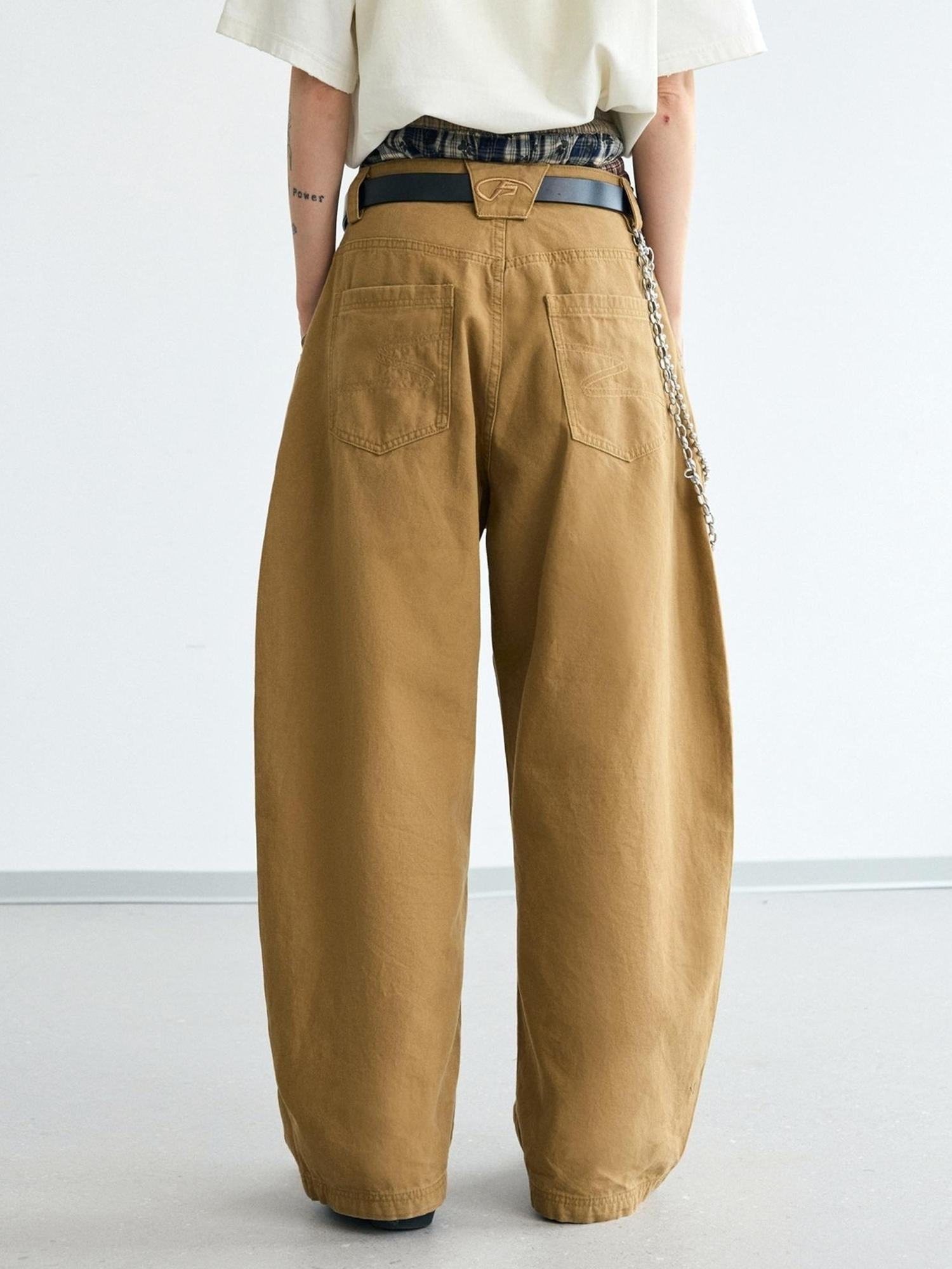Peoplesense Retro Cotton Wide Leg Scimitar Pants Loose Fit
