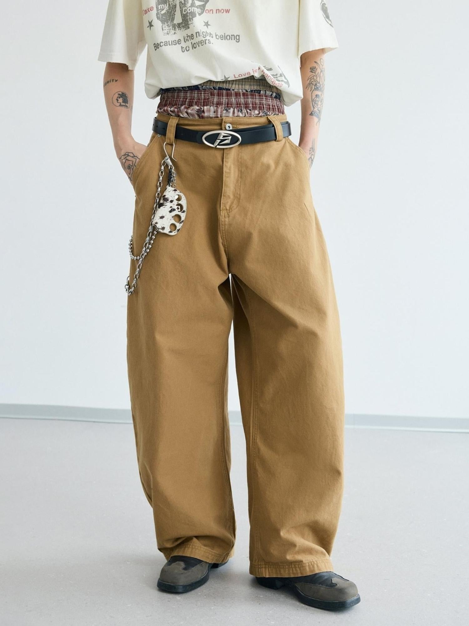 Peoplesense Retro Cotton Wide Leg Scimitar Pants Loose Fit