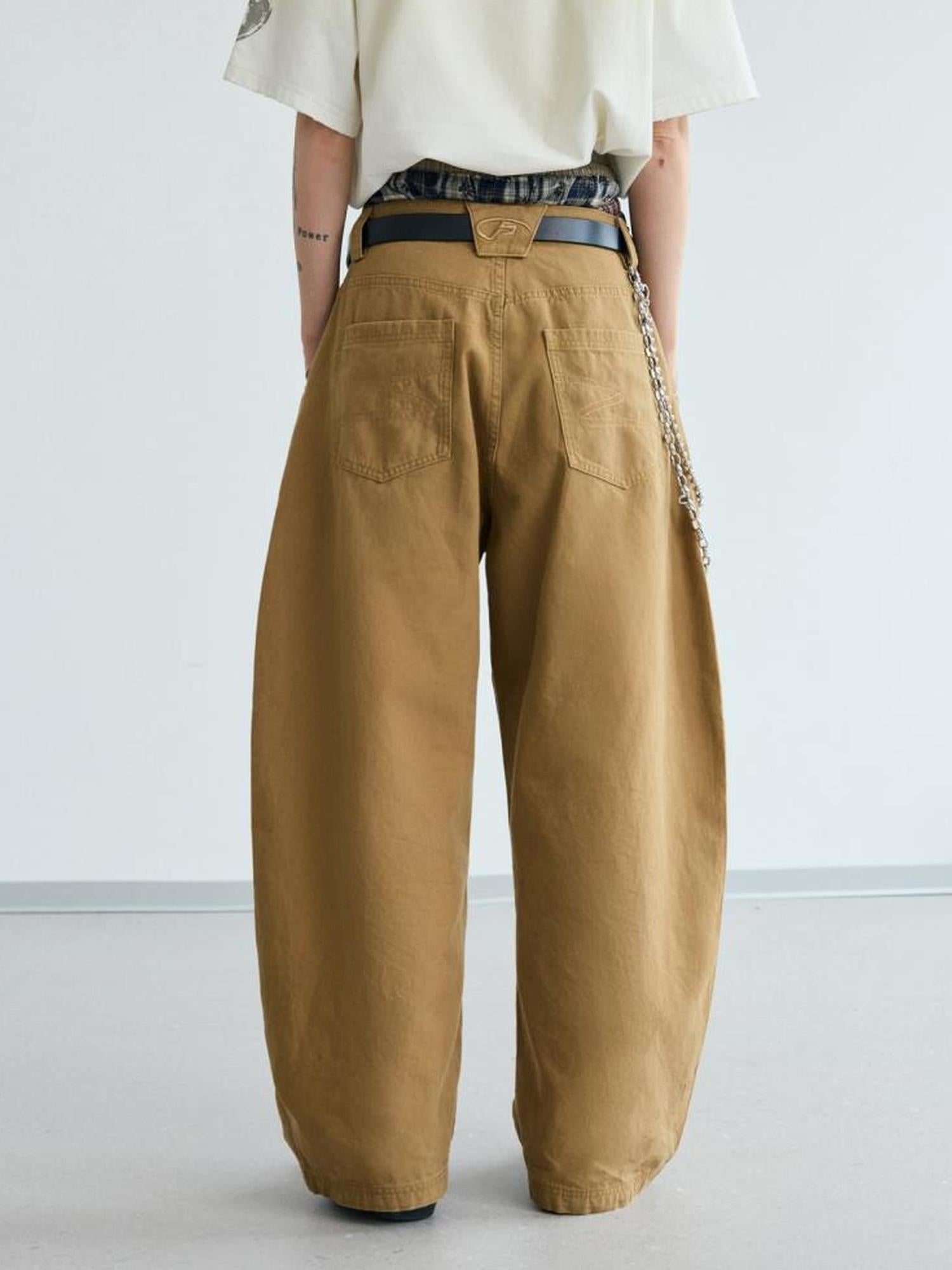 Peoplesense Retro Cotton Wide Leg Scimitar Pants Loose Fit