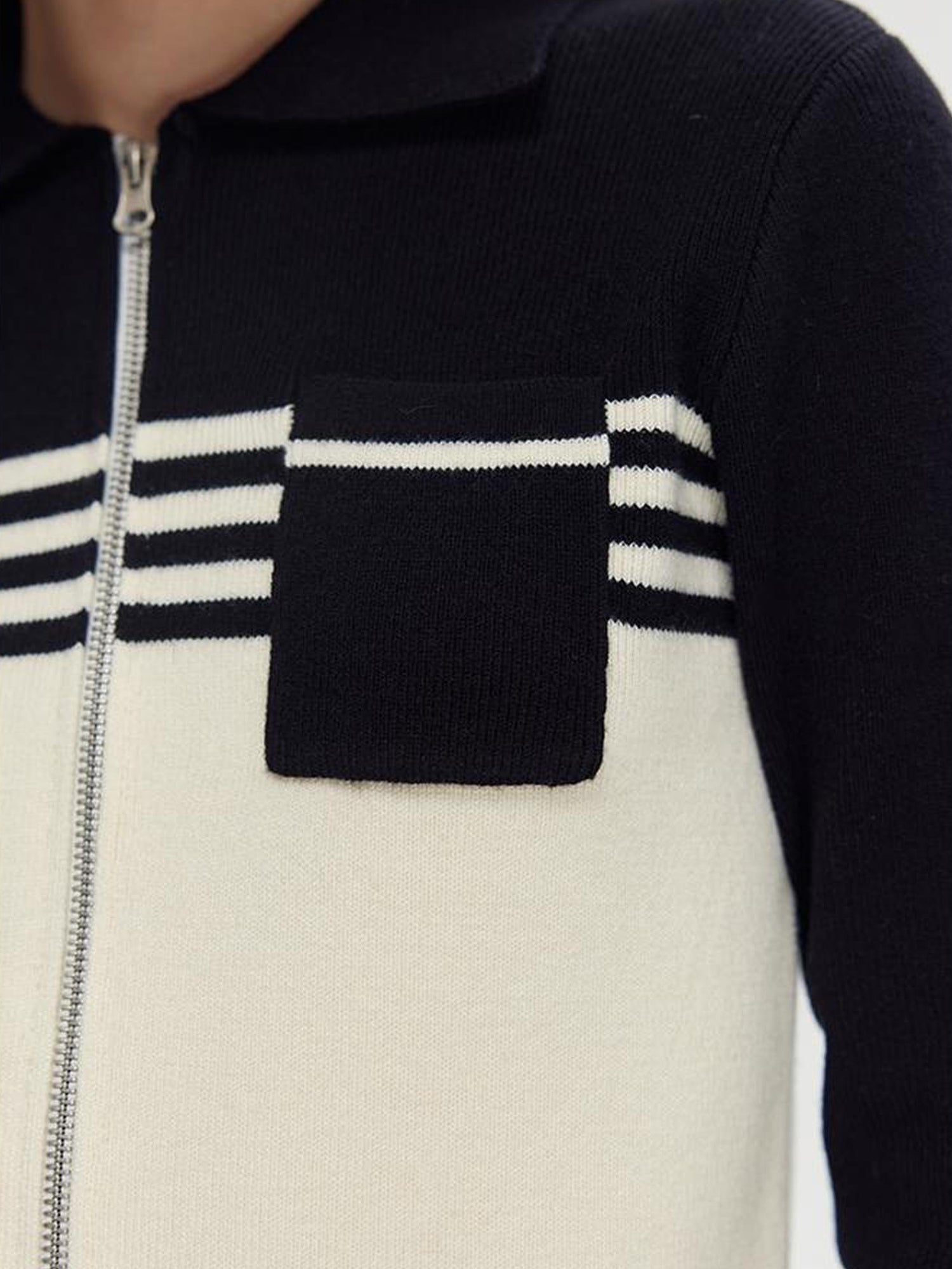 DIDDI MODA Retro Dual Zip Colorblock Knit Sweater