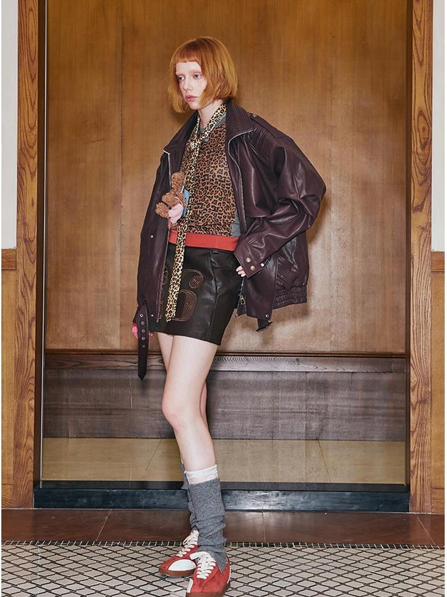 DIDDI MODA Retro Modern Quilted Pu Leather Jacket