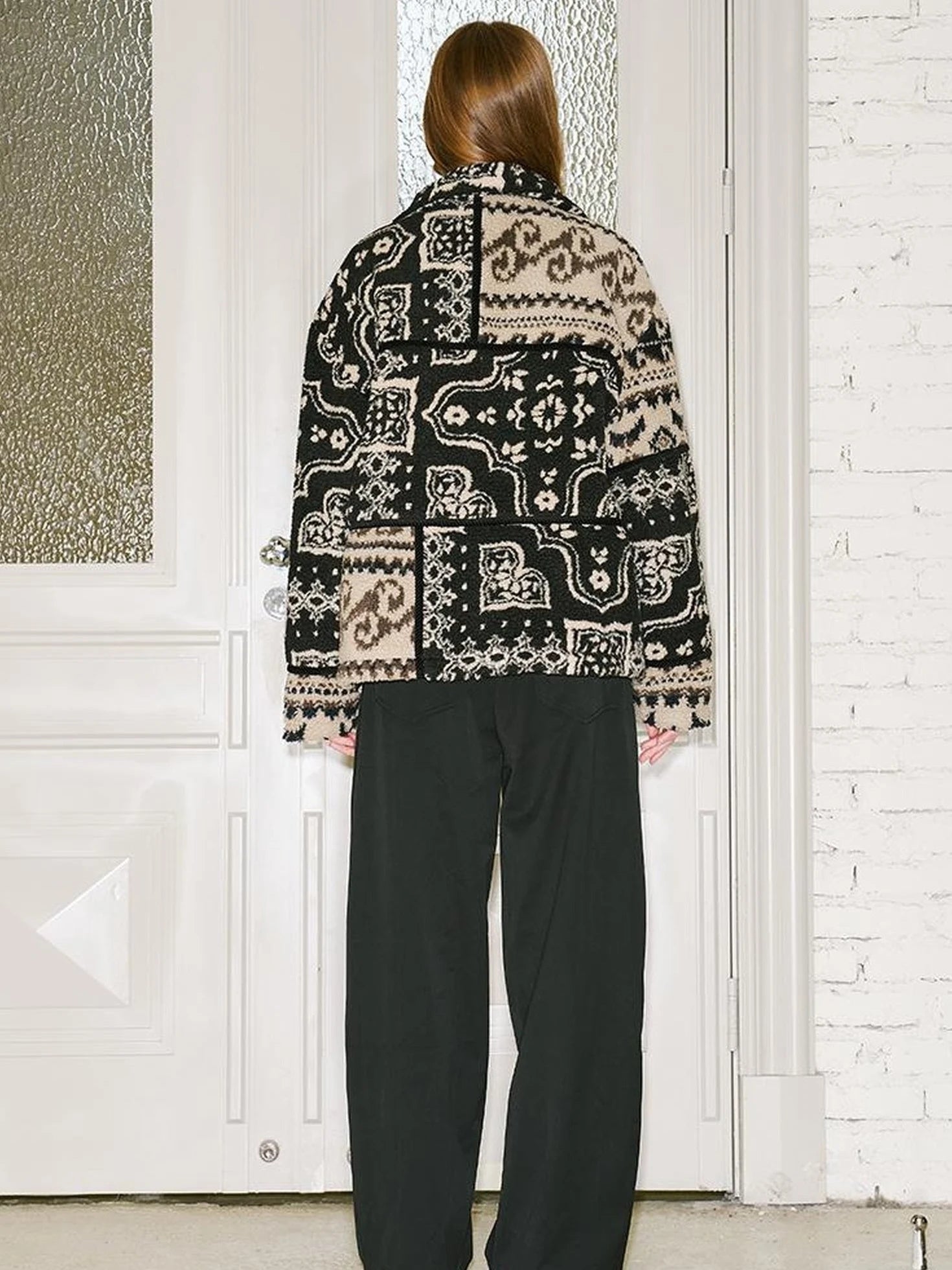 Retro Neutral Patchwork Shearling Jacket