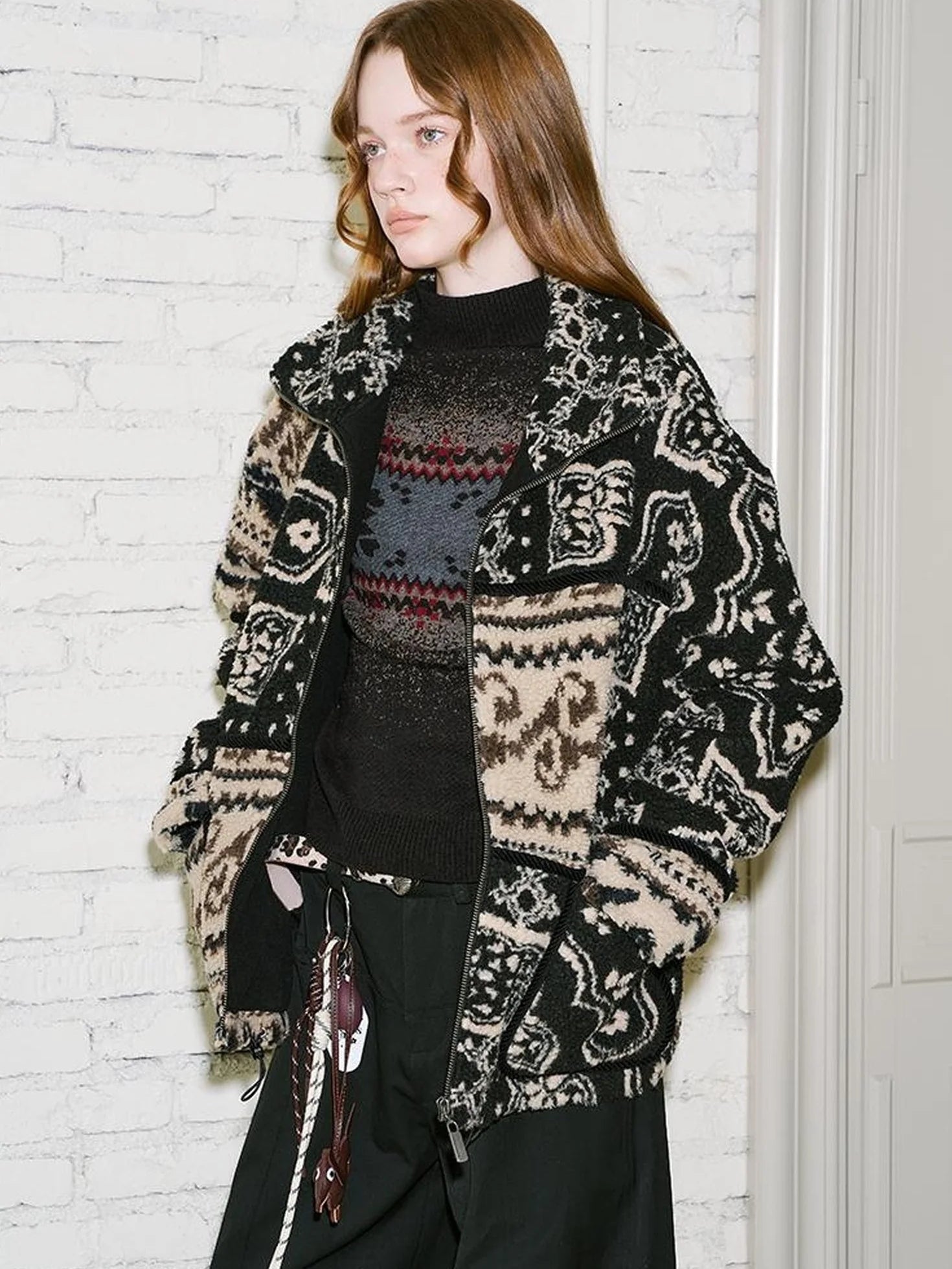 Retro Neutral Patchwork Shearling Jacket
